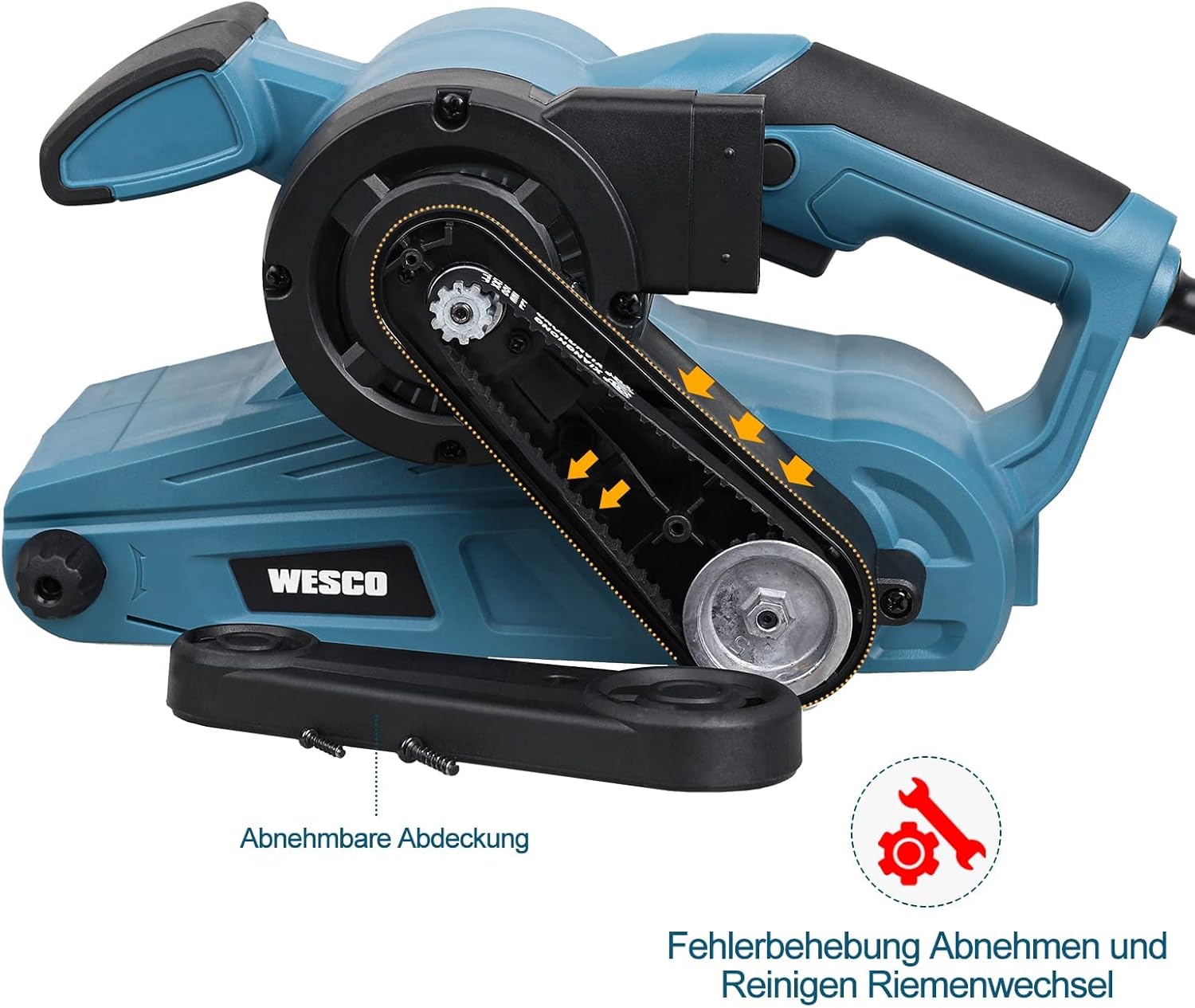 Connecting a vacuum cleaner to the Wesco WS4366 Belt Sander