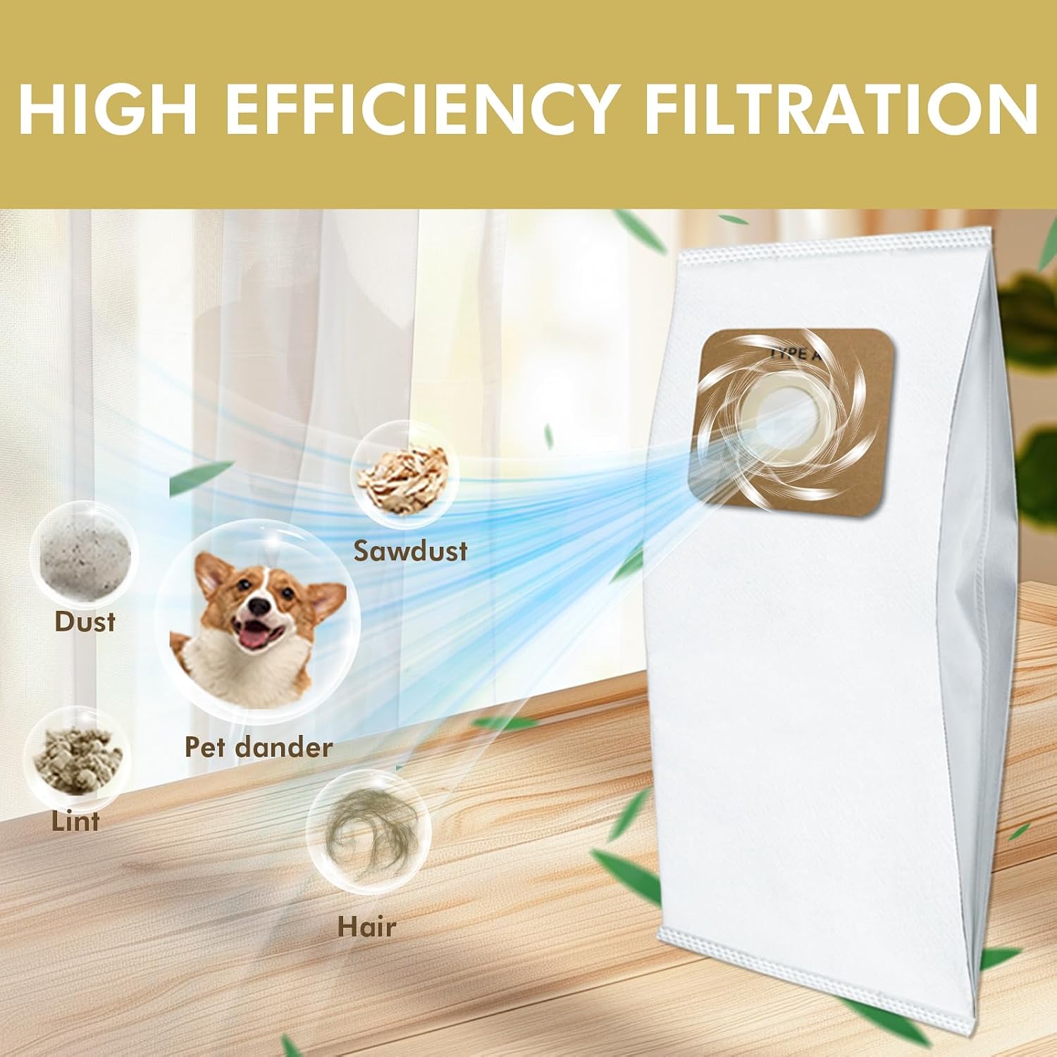 Type A Vacuum Bags Compatible for Riccar R-Series 2000 4000 Series & Fit for Simplicity Symmetry S20EZM 5000 6000 Series Upright Vacuum Cleaners, Part RAH-6/SAH-6