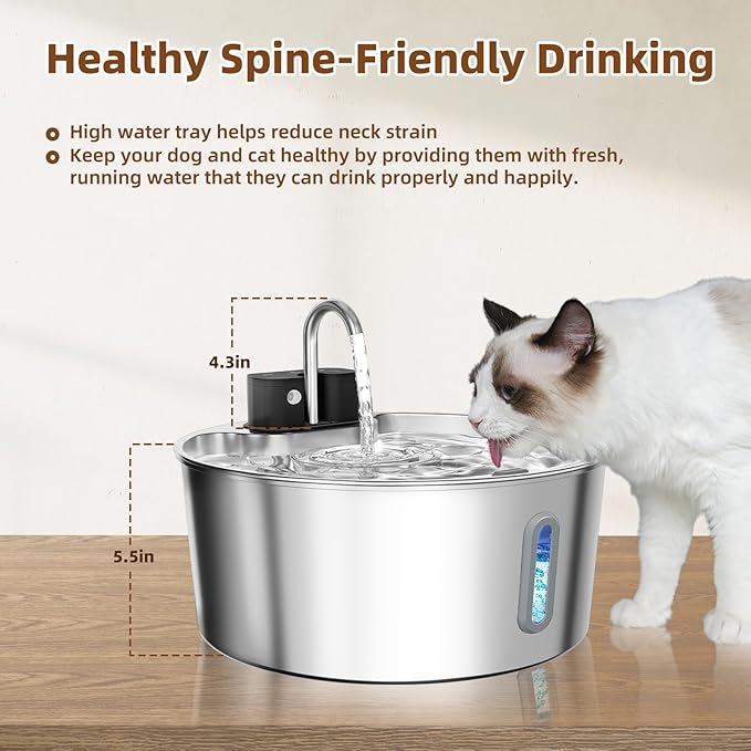 Fuente de Agua para Gatos y Perros Grandes, 7L, Inalámbrica, Acero Inoxidable miniatura 7
