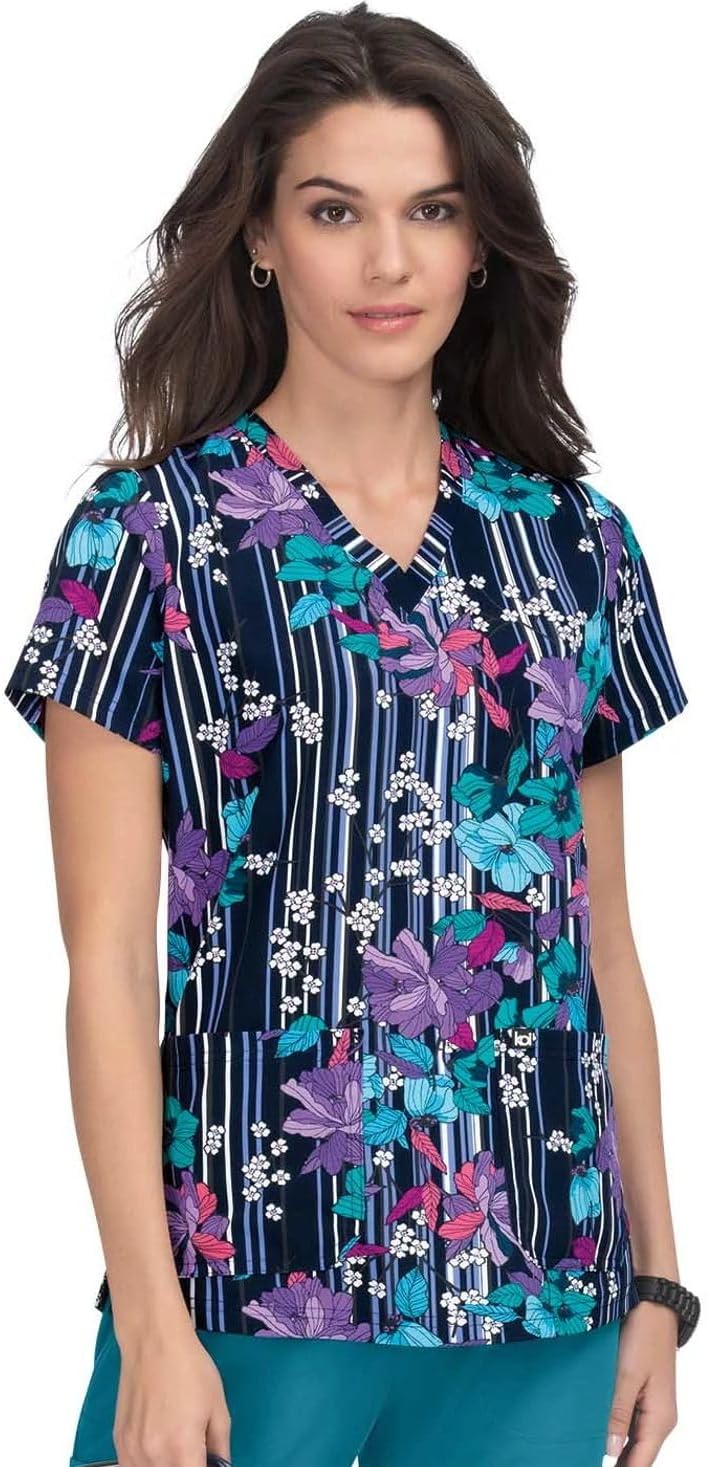 KOI Next Gen Early Energy Women's 2-Pocket Print Scrub Top