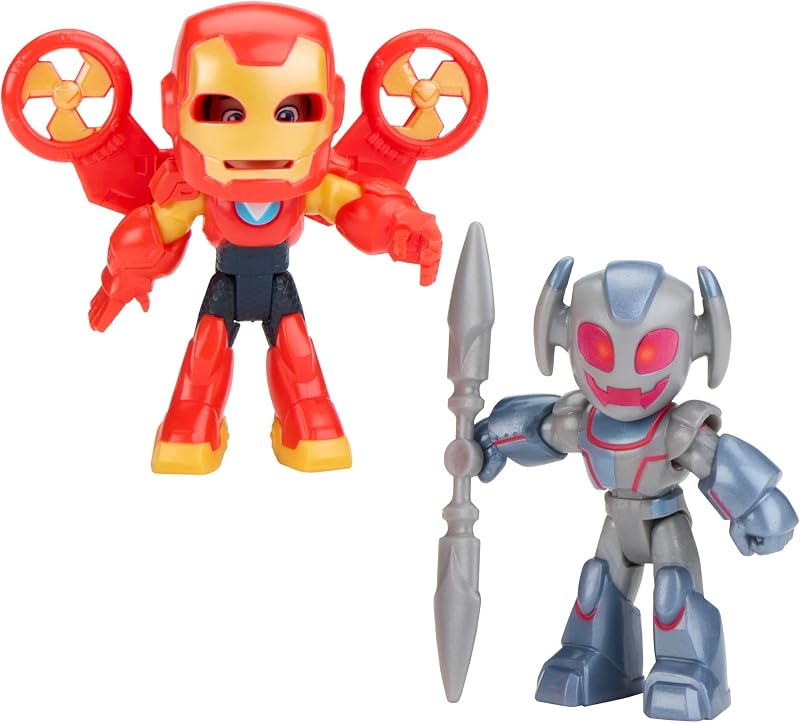 Disney Jr. Series Marvel’s Iron Man and his Awesome Friends Iron Antics Pack, 3-Inch Iron Man and Ultron Action Figure 2-Pack, Super Hero Toys, 3+