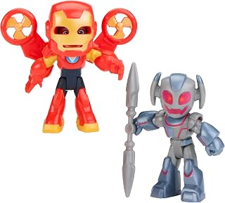 Disney Jr. Series Marvel’s Iron Man and his Awesome Friends Iron Antics Pack, 3-Inch Iron Man and Ultron Action Figure 2-Pack, Super Hero Toys, 3+