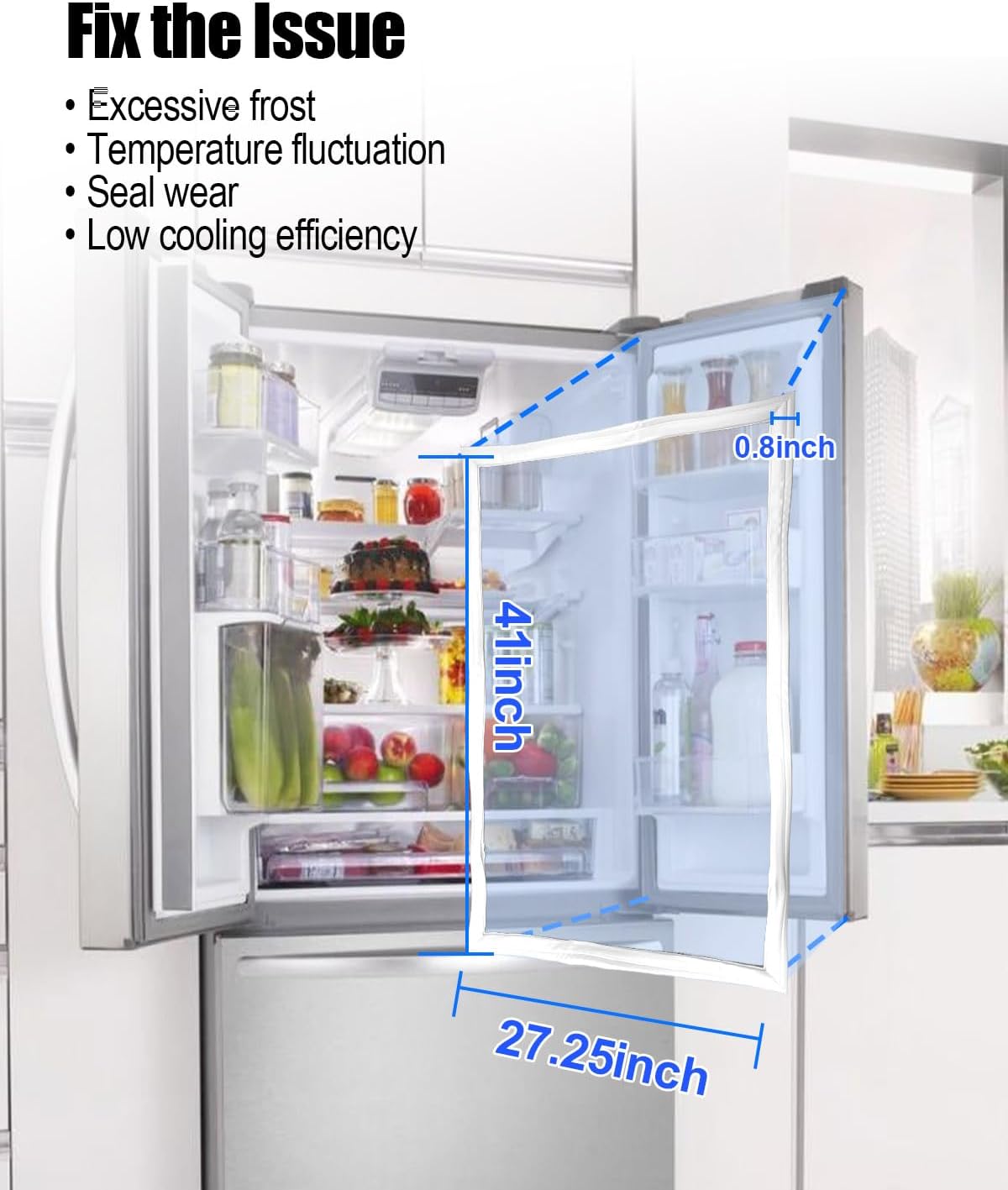 241872504 Refrigerator Door Gasket Replacement Compatible with Electrolux Frigidaire Freezer FFHT1713LQ FFHT1715LW, 41″ × 27″ Magnetic Fridge Door Seal Strip Replace AP4316030 1379480 PS2331945