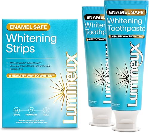 Lumineux Whitening Duo Set - Sin peróxido - Esmalte seguro para dientes más blancos - Incluye 21 tratamientos de blanqueamiento y 2 paquetes de