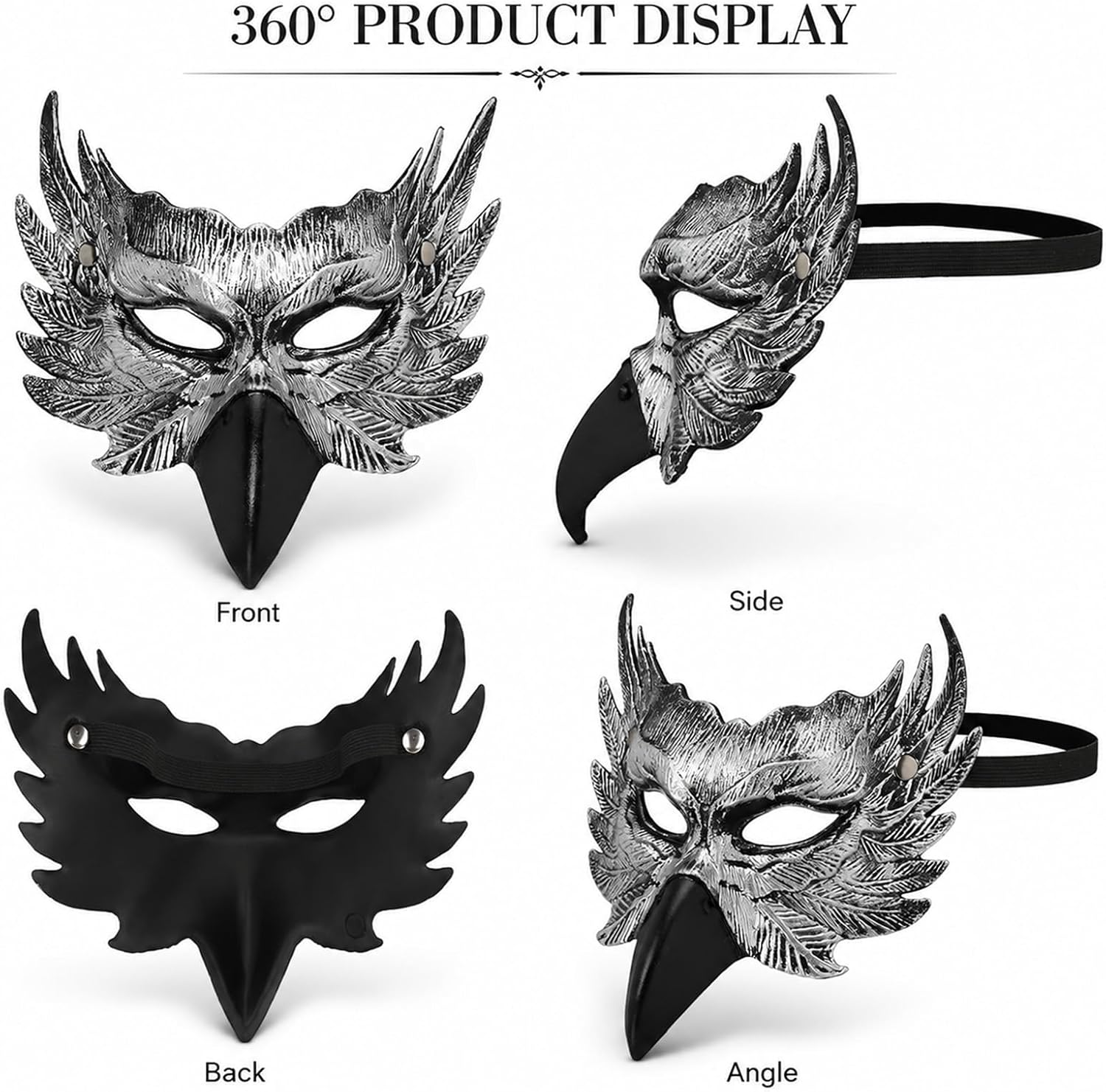 Halloween Crow Bird Mask Eagle Half Face Mask Animal Raven Masquerade Costume Props for Adult Men Women Cosplay