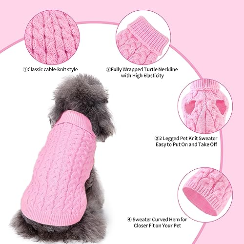 Miniatura 4 de SHIAOMIN Suéter cálido de cuello alto para perros, suéter de punto trenzado para cachorros, ropa de invierno gruesa y cálida para perros, clima frío