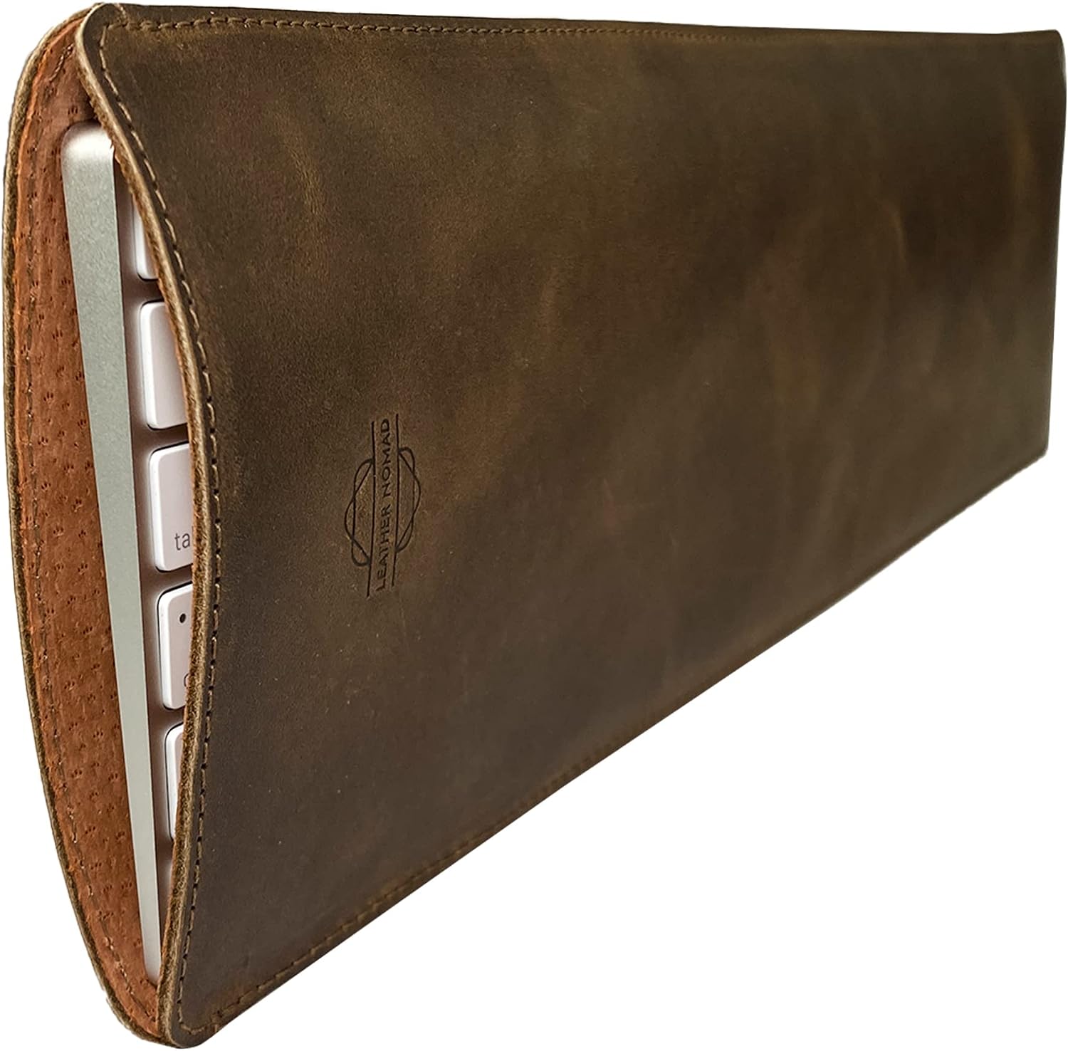 Magic Keyboard with Numeric Keypad Sleeve Handmade from Full Grain Leather - Protective Pouch, Accessories Case, Office Essentials - Bourbon Brown image 4