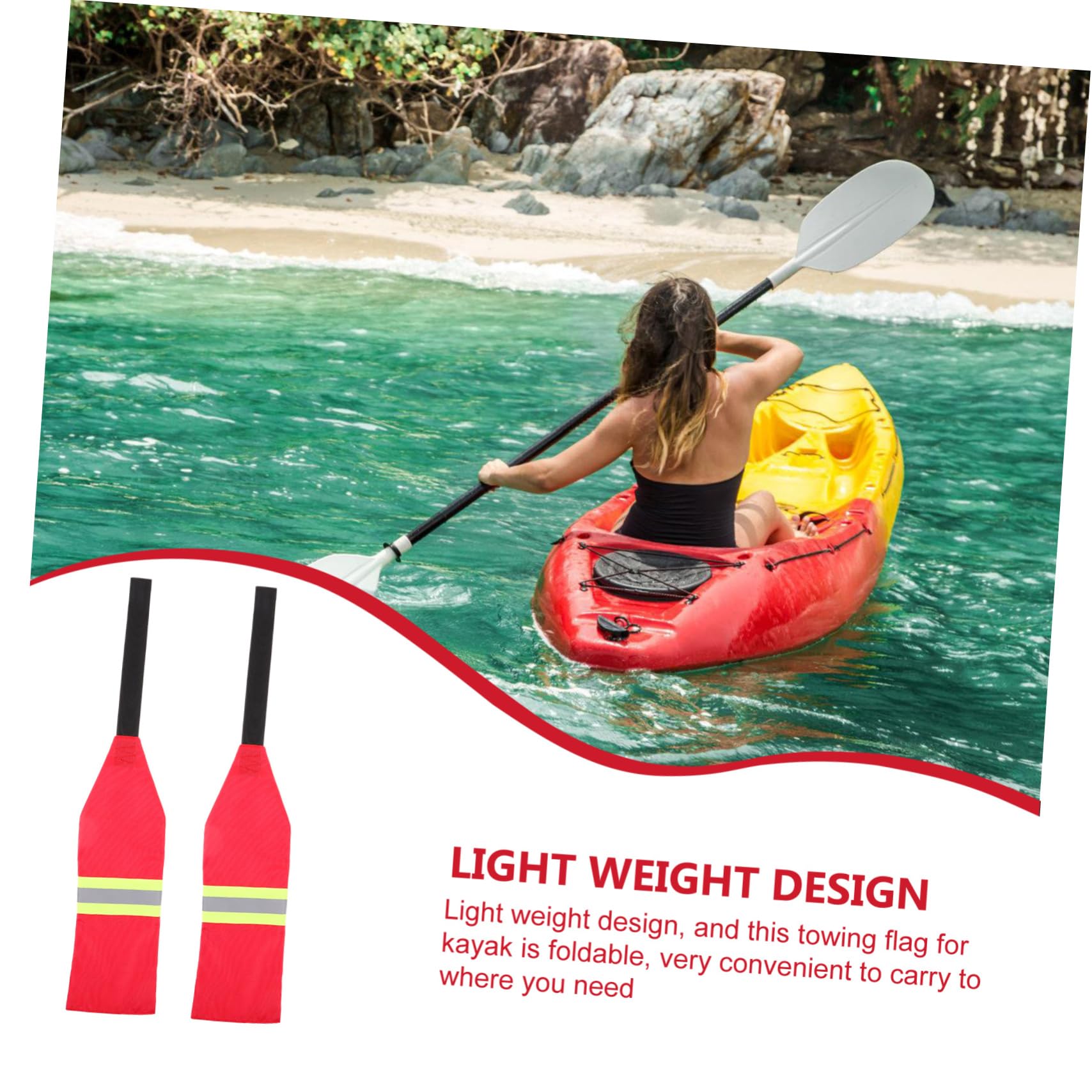 Kisangel Banderas De Seguridad para Kayak Bandera Reflectante Oxford para Remolque De Y Kayaks Accesorios De Alta Visibilidad para Navegación Segura 2 Piezas X 4