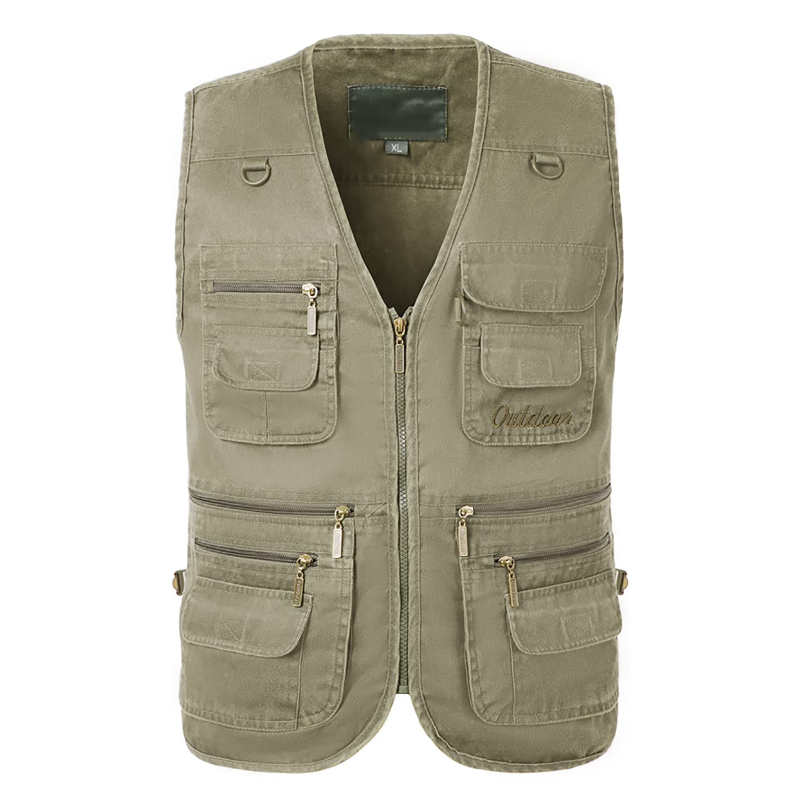 Uomini Multi Tasca Gilet da Pesca per Fotografia Escursionismo Caccia Estate Gilet Senza Maniche(Size:XXL,Color:Cachi)