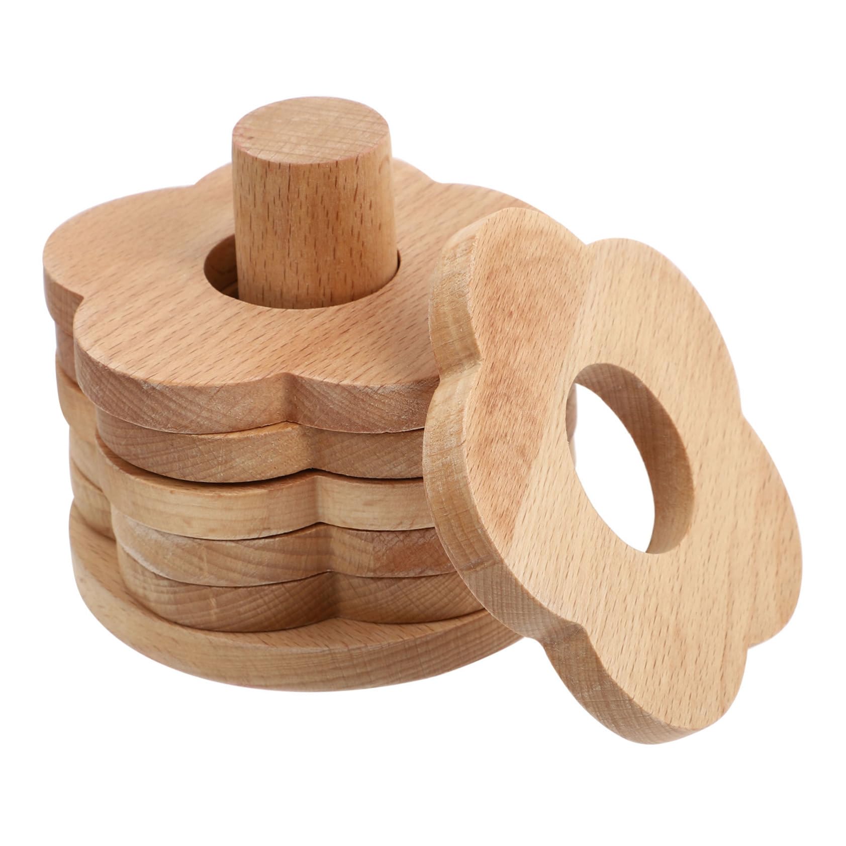 Posavasos de Madera 7 Piezas, Diseño Floral, Khaki