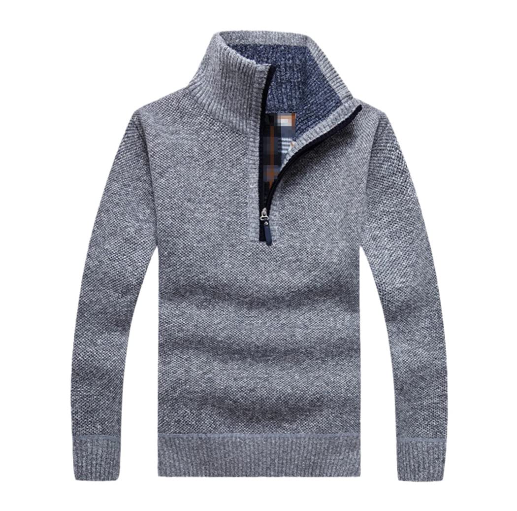 Pull d'automne pour homme gris avec fermeture éclair XL - 4