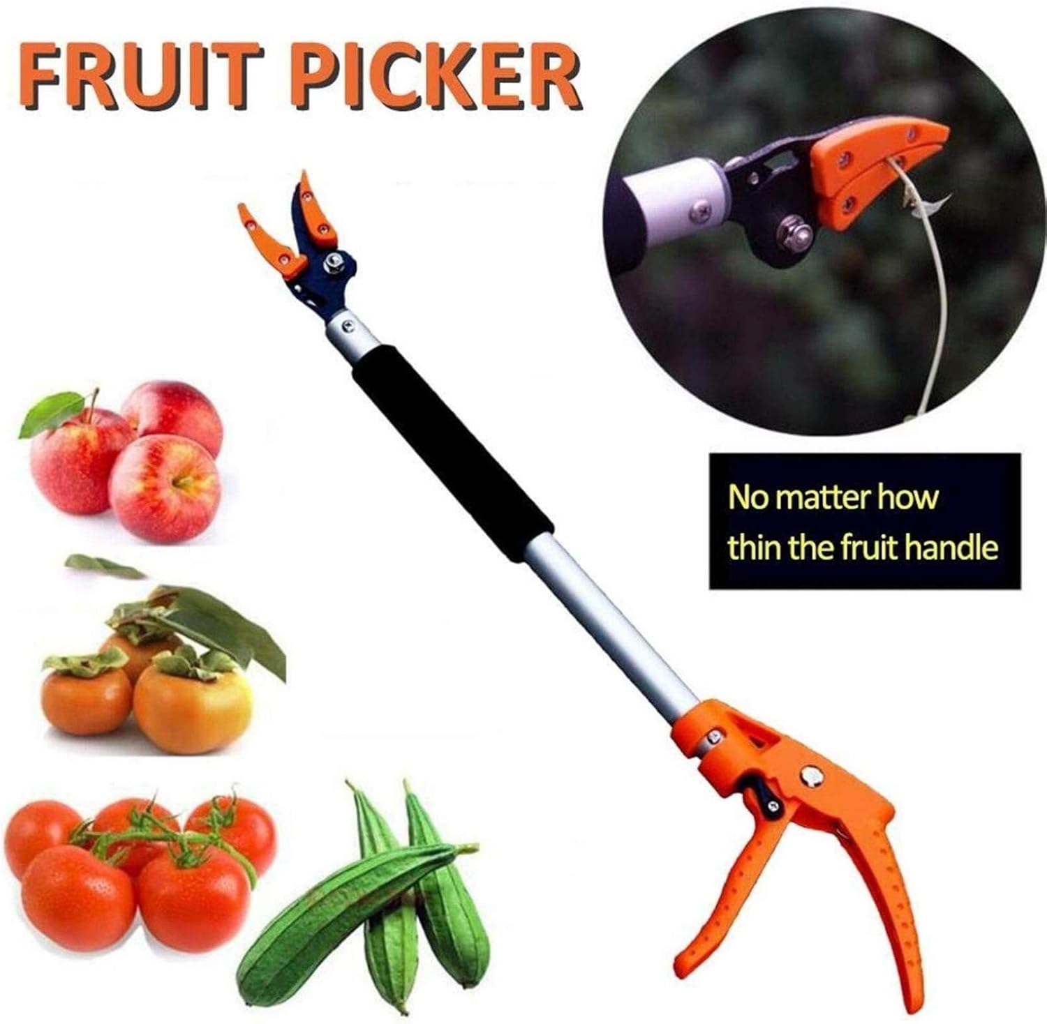 Pruning Shears, Long Handle Telescopic Garden Loppers (0.6-1M), Extra Long Tree Cutter and Fruit Picker, Durable Gardening Tool(0.8m)