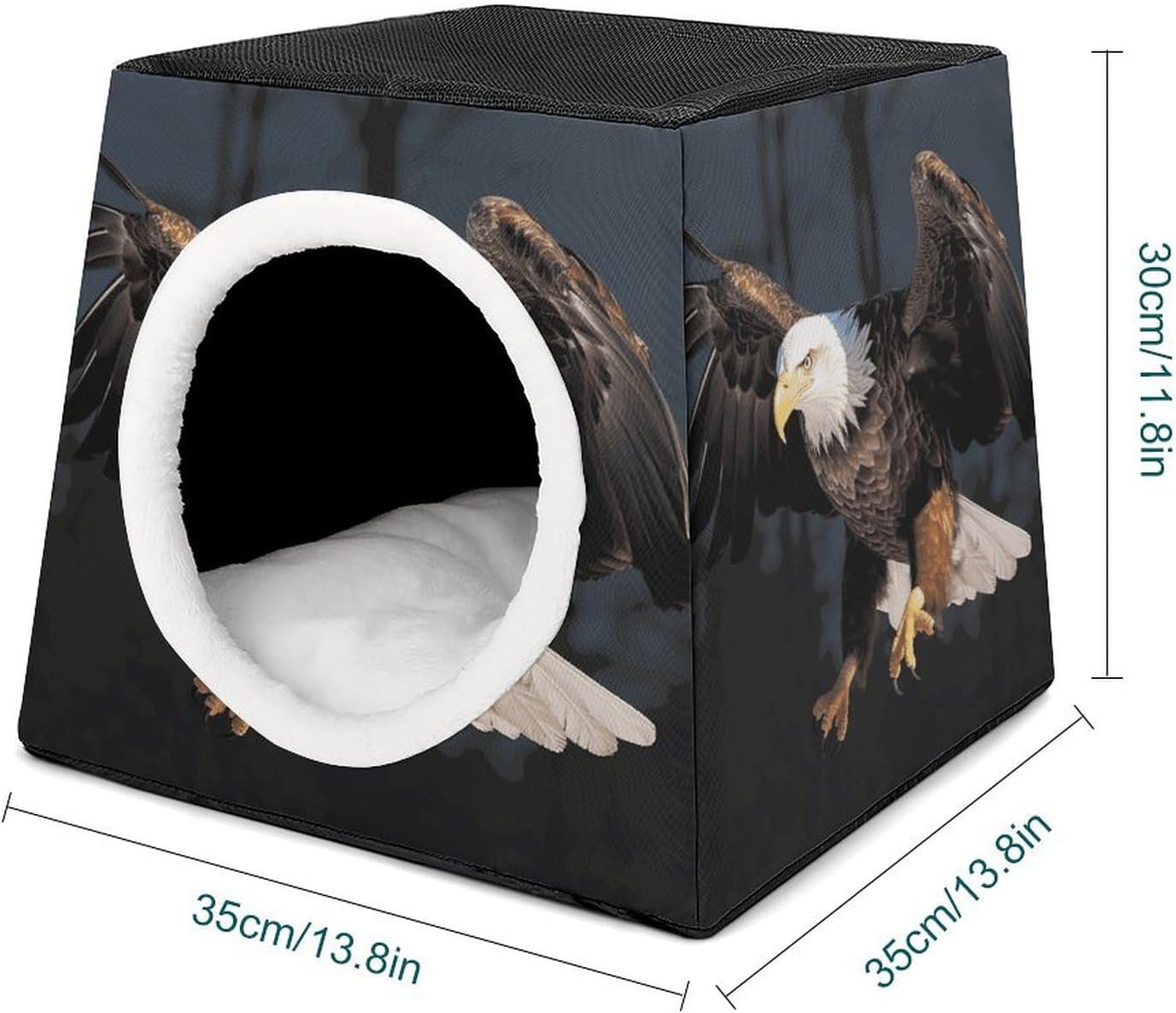 Pet Sleeping Nest Bed, 3D Bald Eagle Printed Dog House Cat Nest, Winter Pet House are Suitable for Most Cats, Dogs, and Other Small Pets