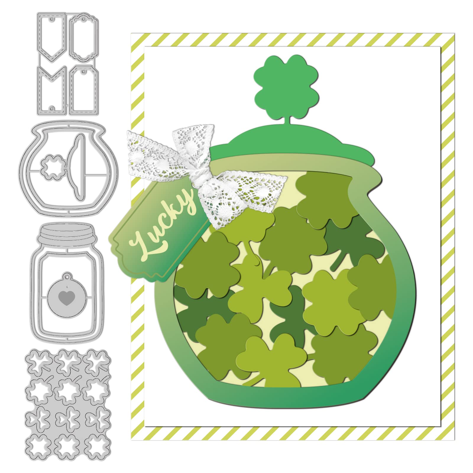 Matrices De Découpe St. Patrick - Pochoirs Métal Trèfle, Pot, étiquette - Pour Scrapbooking, Cartes Faites Main