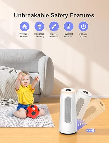 Miniatura 3 de CLEVAST Calentador de espacio inteligente para uso en interiores, calentadores portátiles de cerámica PTC de calentamiento rápido de 1500 W con