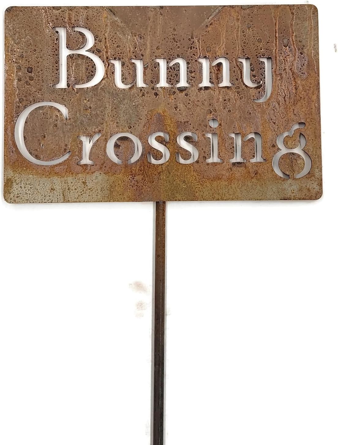 Funny Garden Stake 20 to 33 Inches Tall (Bunny Crossing, Small 20" Tall)