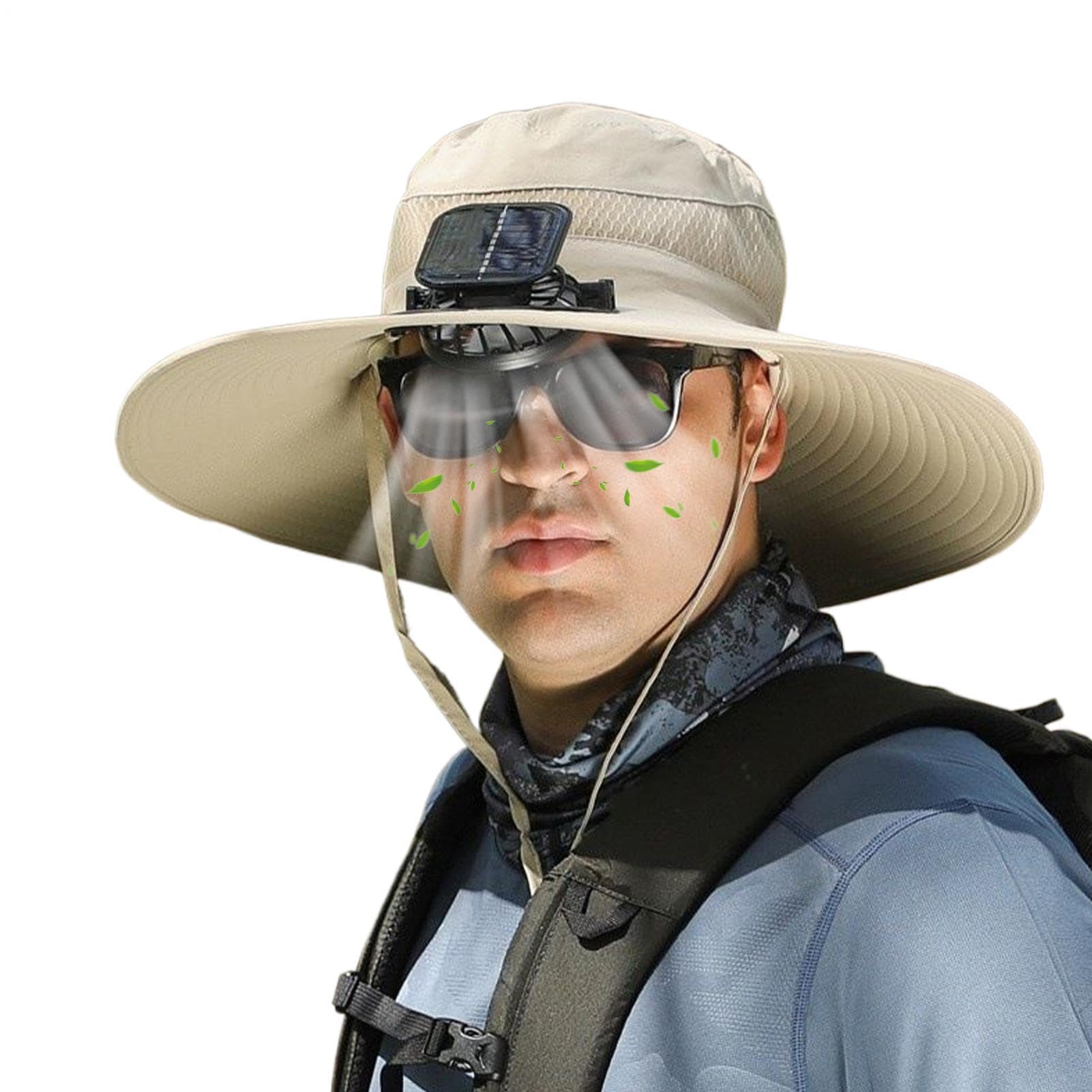 Générique Cappello Ventilatore Anti-UV - Attrezzature Outdoor Personale Anti- Cappello A Ventilatore Solare | per Pesca, Escursionismo, Spiaggia, Viaggi, Vacanze, Escursioni Zaino
