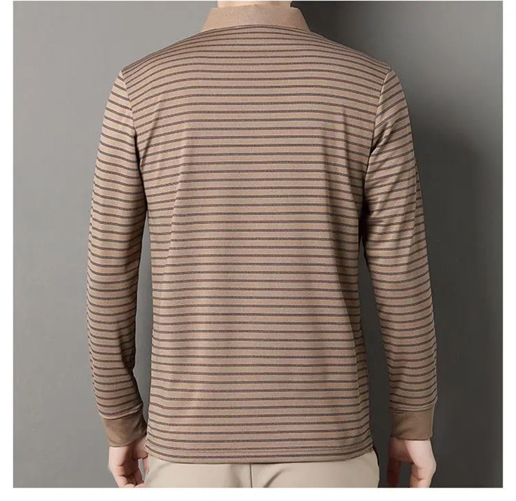 Camiseta de manga larga para hombre de mediana edad, con solapa, base fina, para ancianos de mediana edad