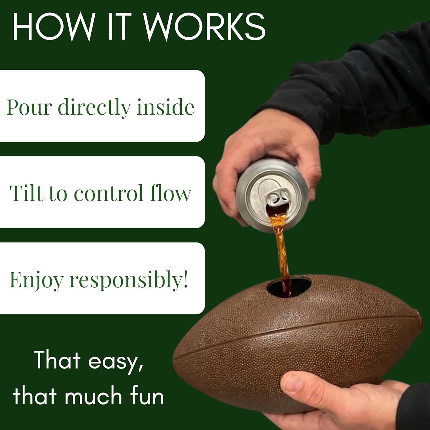 Football‑Shaped Funnel – Beverage Funnel - Tailgate Party Accessory - Made in USA - Fun Novelty Gift for Parties and Events
