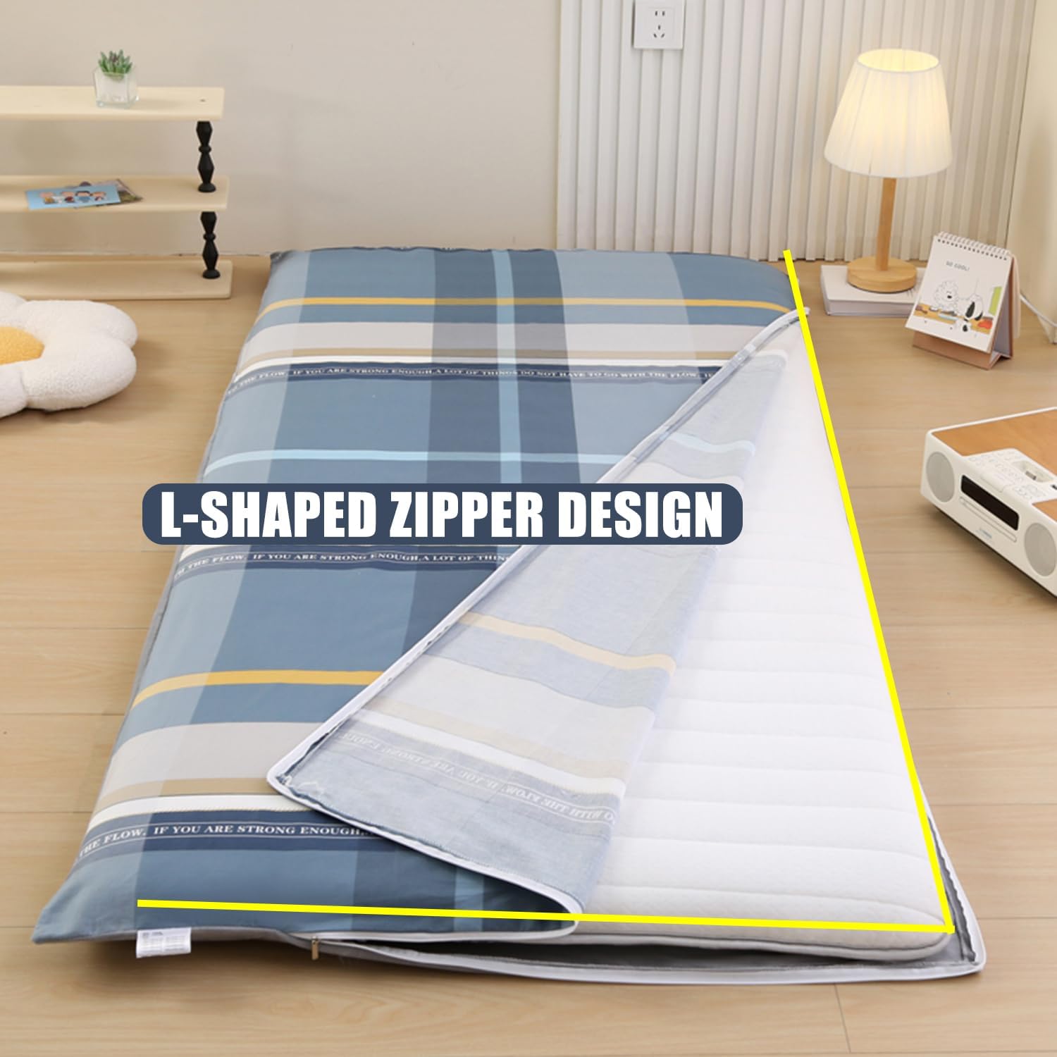 E,80x200cm, Pure Cotton Futon Mattress Cover Zipped Japanese Floor Mattress Cover Mattress Protector Dustproof Floor Mattress Cover Tatami Mattress Cover for Bedroom Dormitory