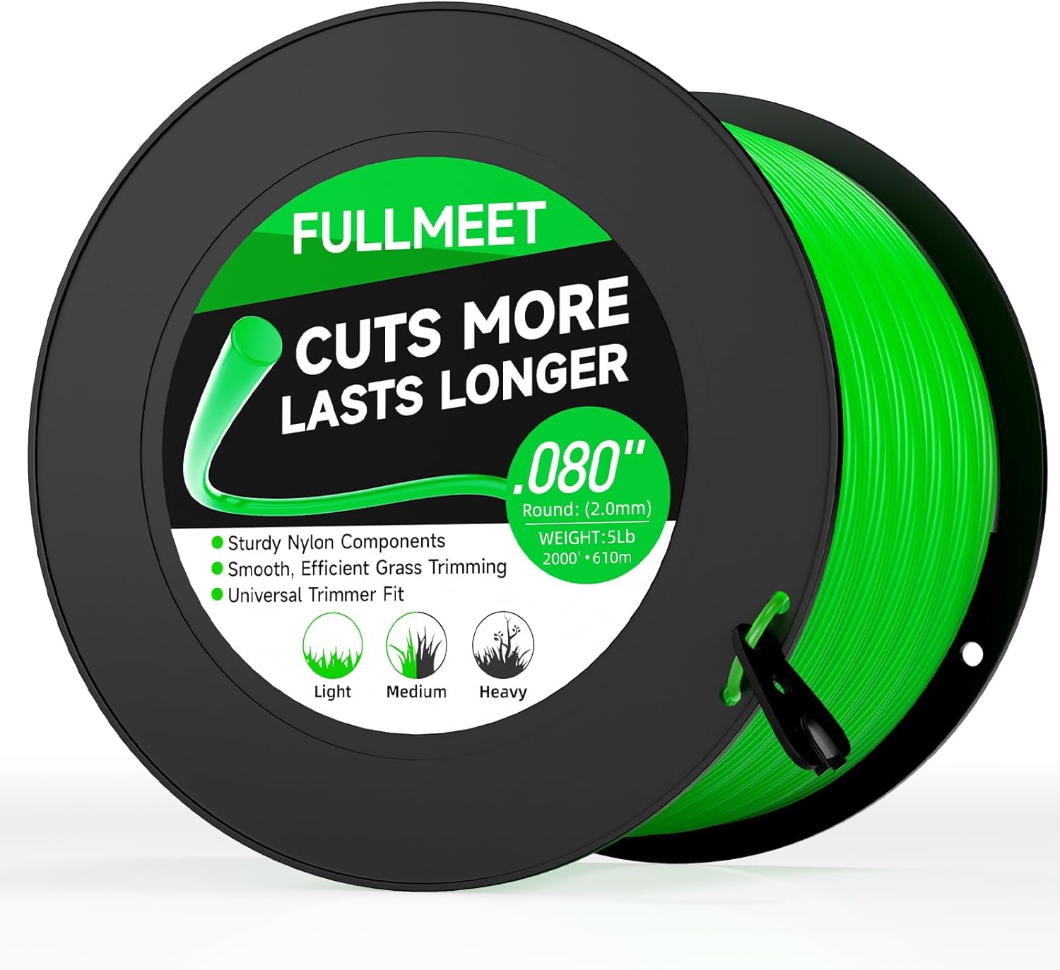 Weed Eater String, 0.080 String Trimmer Line, Weed Wacker String Replacement for Ryobi, Black and Decker, Stihl, Dewalt, Kobalt，Greenworks, Echo，Husqvarna，Milwaukee -Round, 5Lb, 2000ft