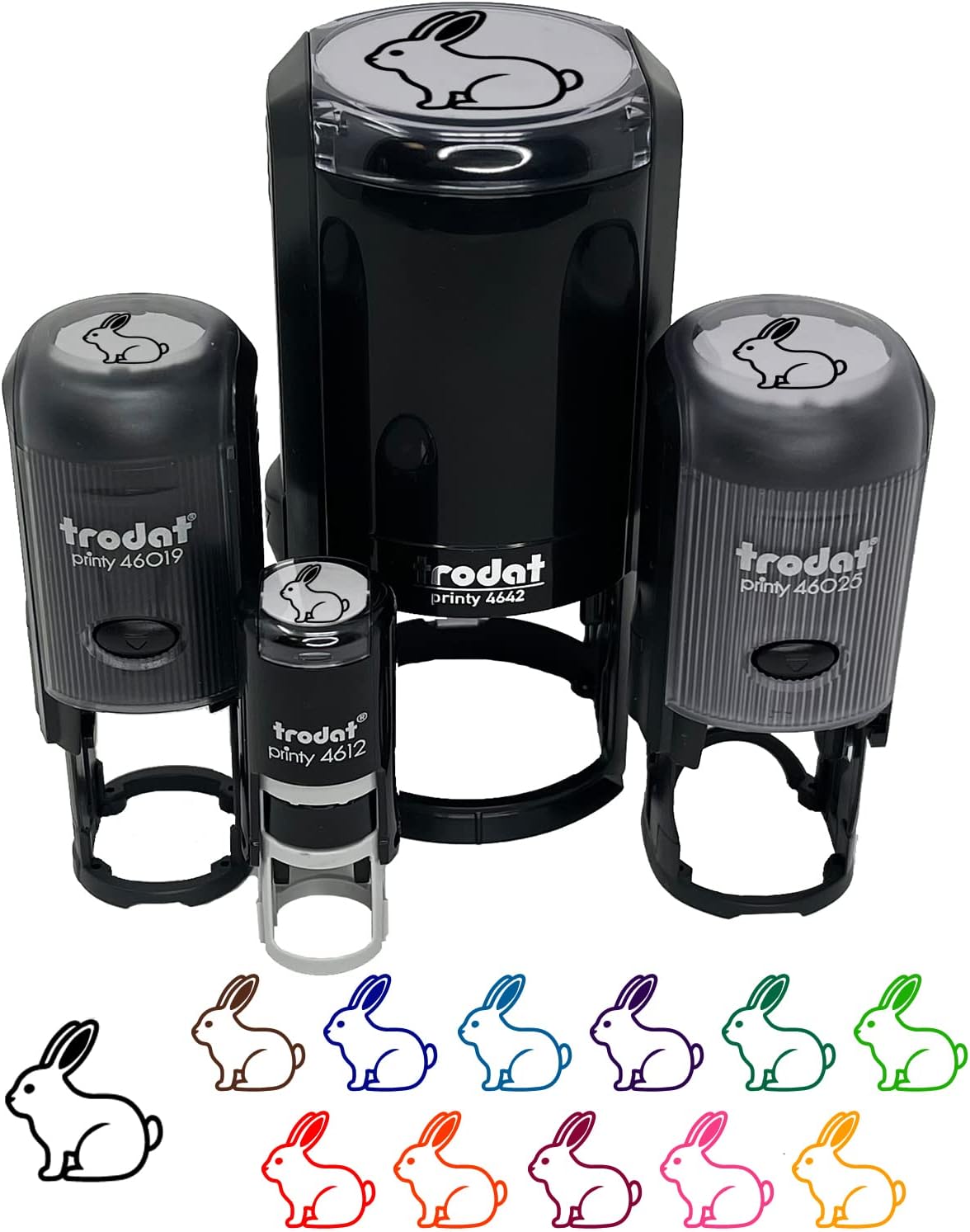 Resting Rabbit Bunny Easter Self-Inking Rubber Stamp Ink Stamper for Stamping Crafting Planners - 1-1/2 Inch Large - Black Ink