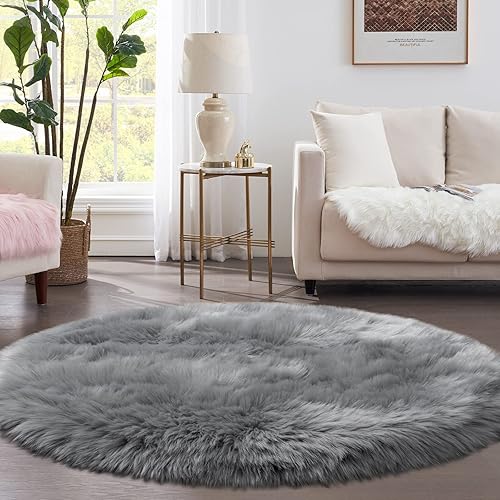 Miniatura 8 de Tapete de piel sintética suave de alta calidad, tamaño pequeño, mullido, para sillón, para dormitorio, sofá, habitación de niños, 2 x 3 pies.