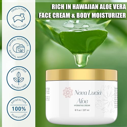 Miniatura 2 de Contenedor grande de 8 onzas de aloe vera hawaiano para usar de día o de noche para aliviar las quemaduras solares eccema antiarrugas para hombres y
