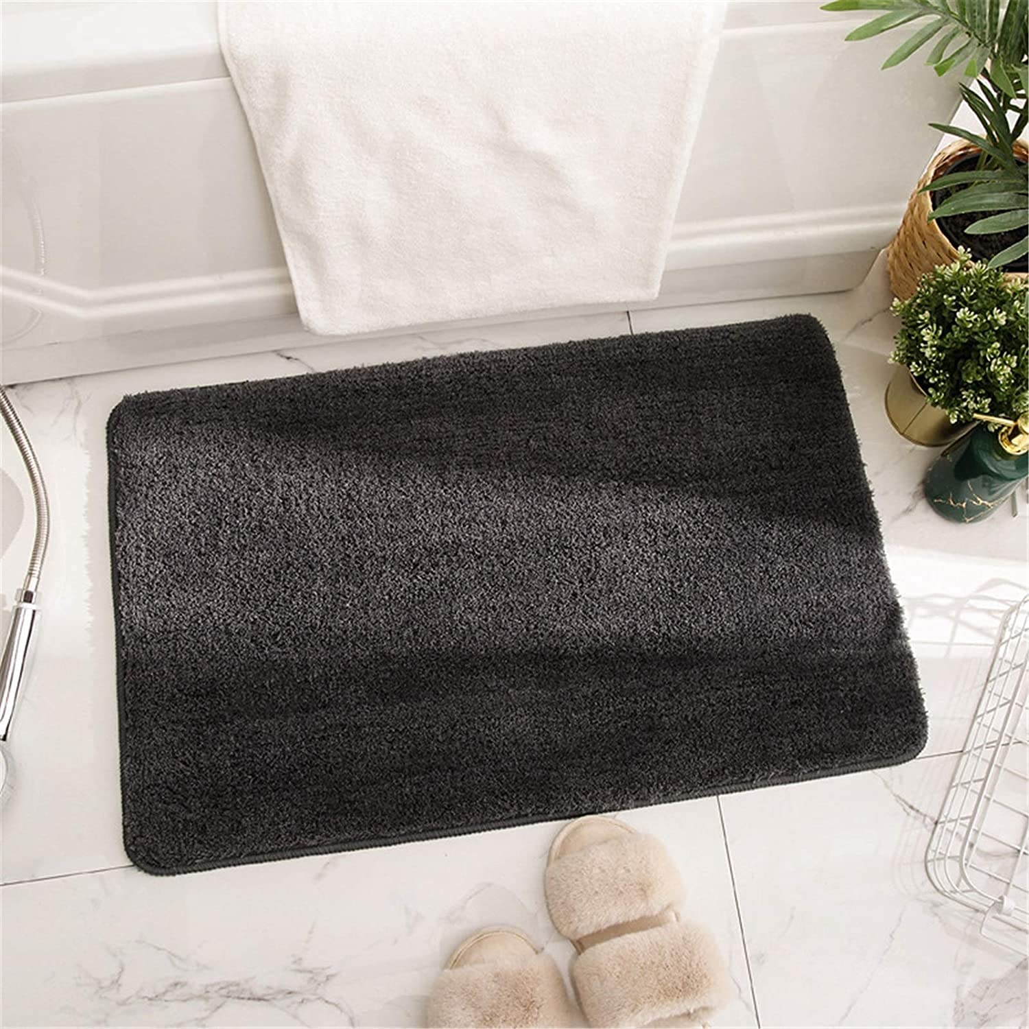 JYDQM Tappetini da Bagno Antiscivolo Slip Shaggy Microfibers Microfibers Runner Tappetino da Bagno per Tappeto da Bagno Tappeto dell'Acqua per Bagno Vasca da Bagno Kichen (Color : Gray, Size : Small)