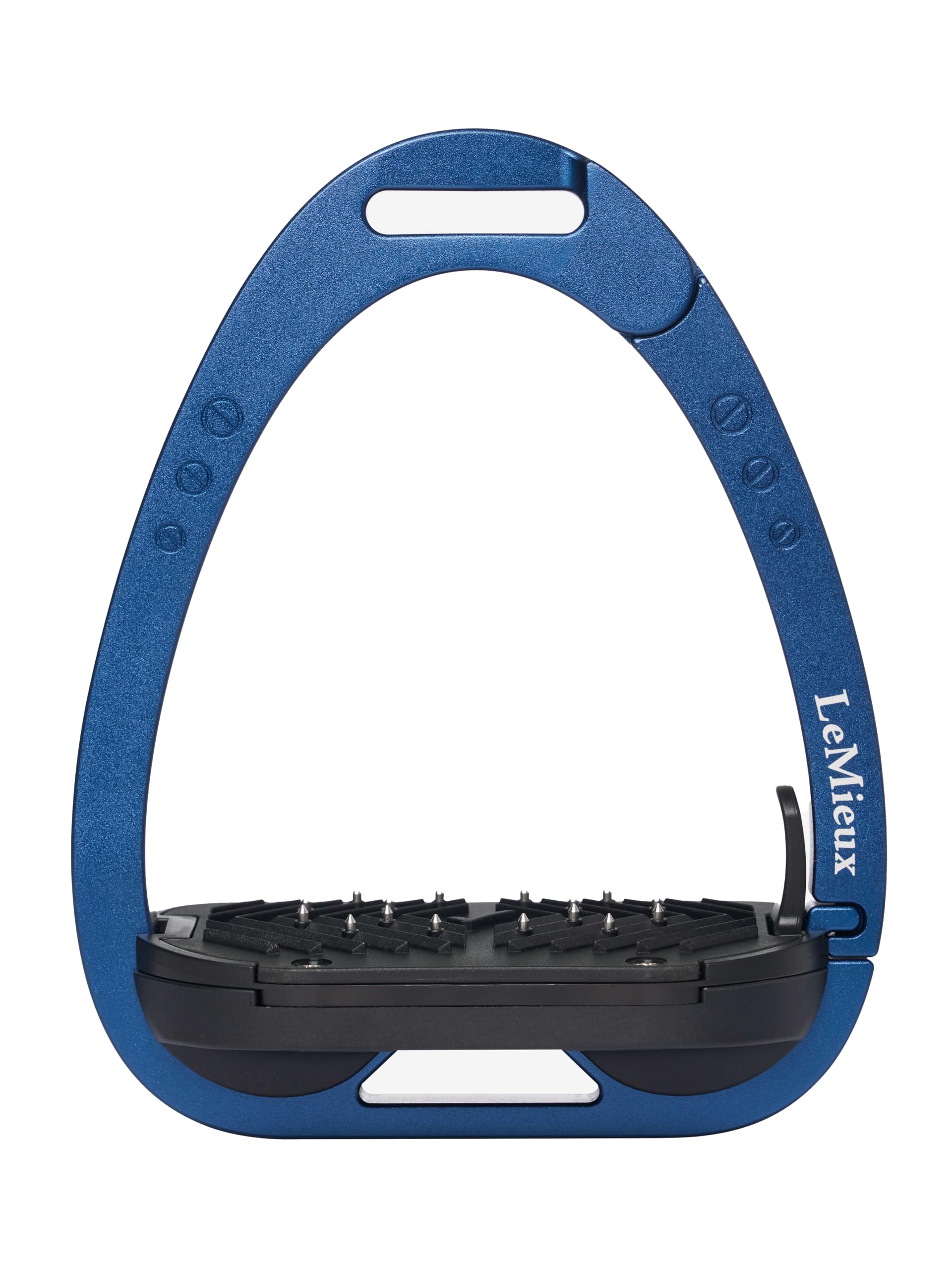 LeMieux Vector Balance Stirrup - New Generation - Spring Loaded Hinged Arm - 5° Tilted Ergonomic Footplate - Navy
