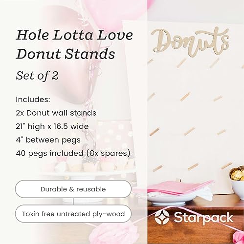 Miniatura 3 de StarPack - Soporte de pared para donas de alta calidad (paquete de 2)  Soporte reutilizable de 32 donas para fiestas  Un soporte para donas para