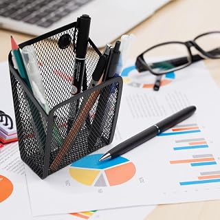 Magnetic Pencil Holder, Mesh Stainless Steel Home Office Pen Basket for Whiteboard, Blackboard, Kitchen, Locker, Home, or Office