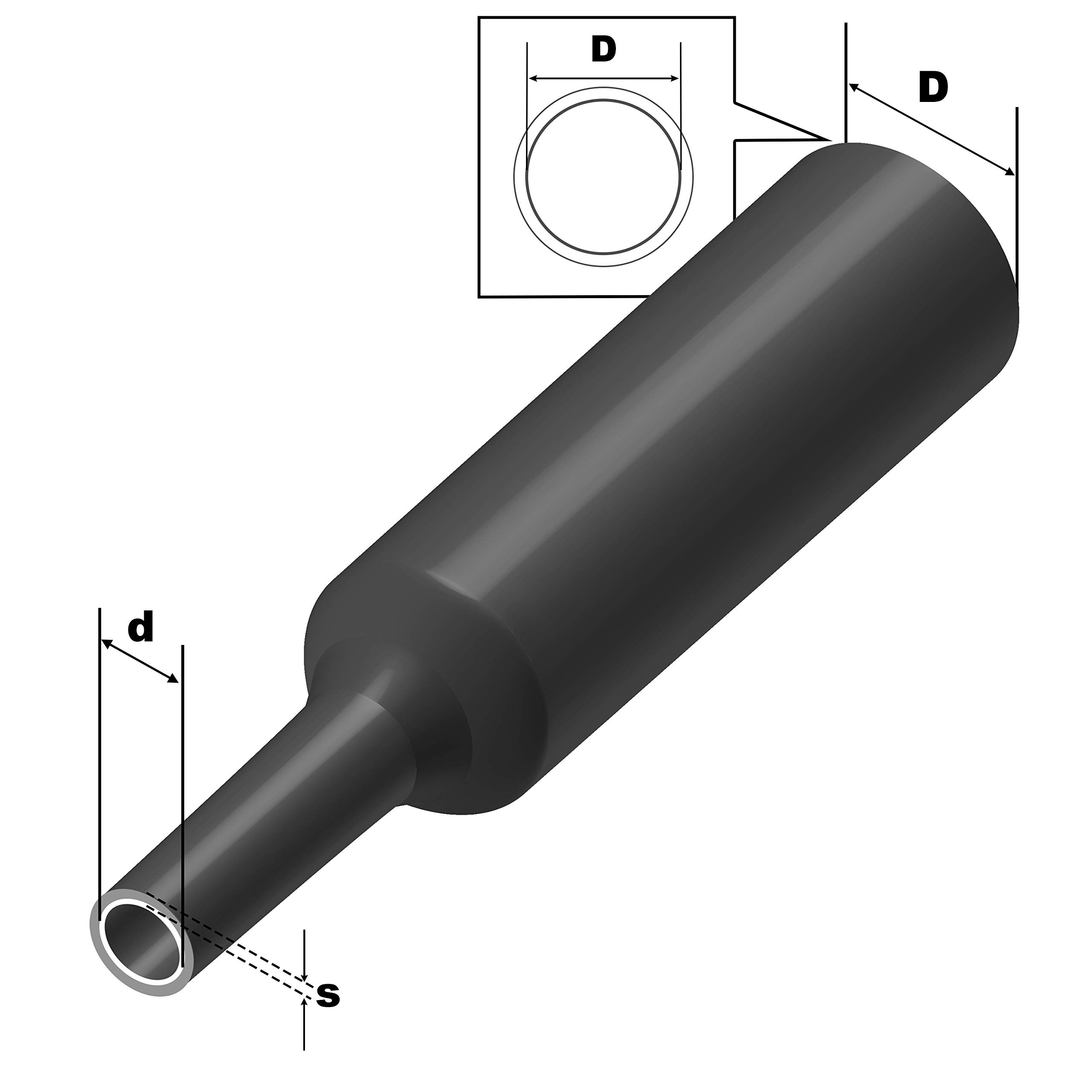 ISOLATECH Tubo Termorretráctil Ø1 1/2inch (39mm) x 30ft (9m) - Transparente, Con Adhesivo - Relación de Retracción 3:1 - Poliolefina - Sin Marcado - Por Metros para Aislar Cables y Conexiones Soldadas