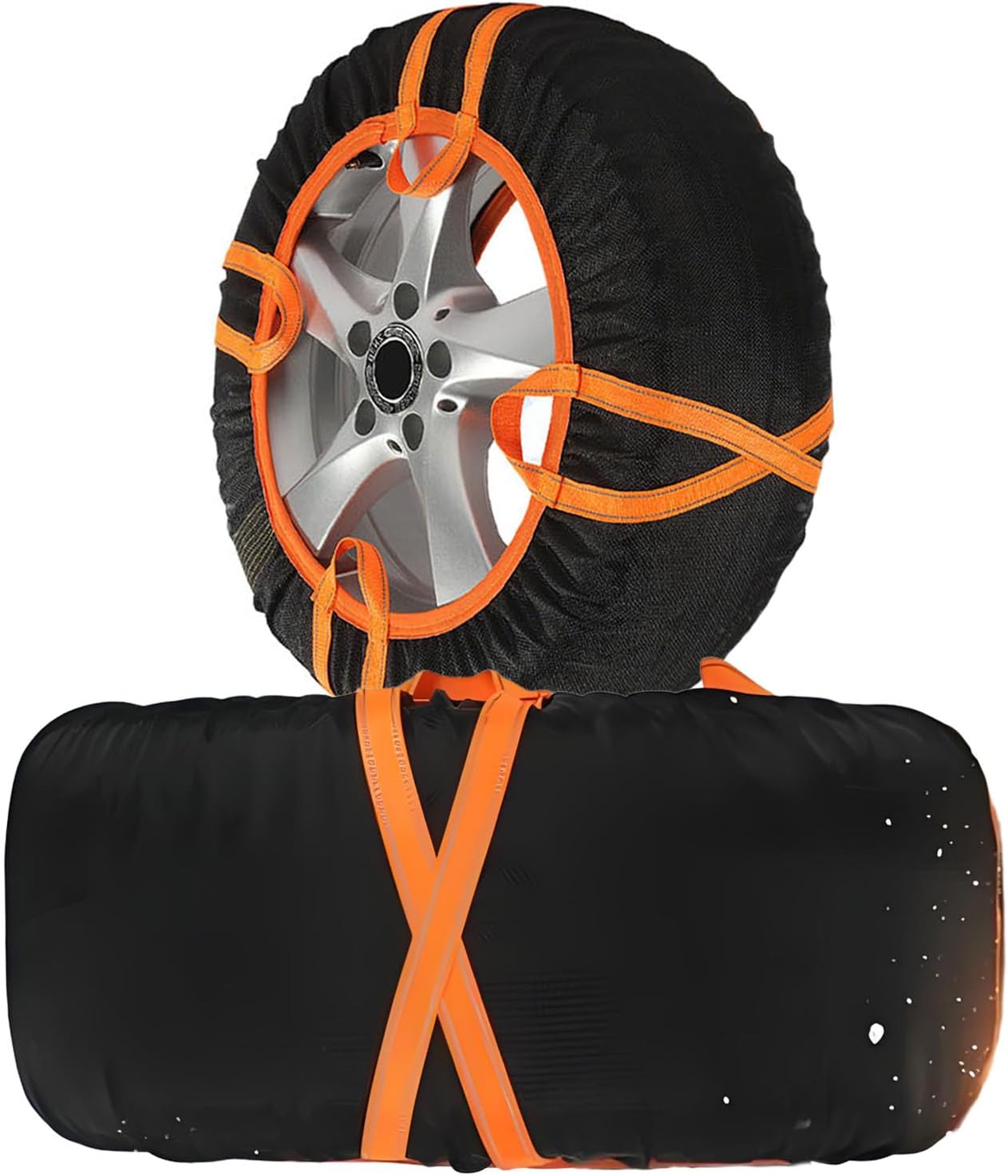 Tire Snow Socks Snow Socks for Tires, Perfect Alternative to Snow Chains for Car Tires, Durable Fabric for Ultimate Tire Traction & Grip, Fits Cars, SUVs, Minivans Pickup 4pcs 265/60R18
