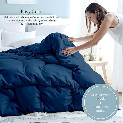 Miniatura 5 de ROYALE LINENS Edredón de tamaño Queen - Edredón acolchado suave para todas las estaciones con 8 pestañas en las esquinas - Edredón de cama