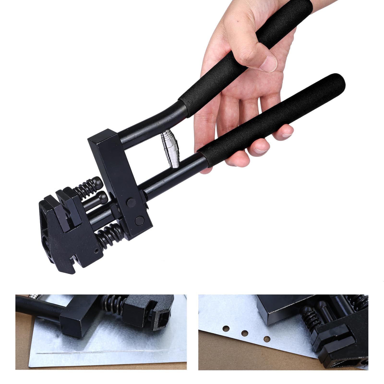 FreeTec 2 en 1 Pince à Soyer et à Poinçonner, Ø5 mm Pince à Poinçonner Metal, Pinces à Sertir Pinces à Soyer la Tôle pour Réparation de Carrosserie (Noir)