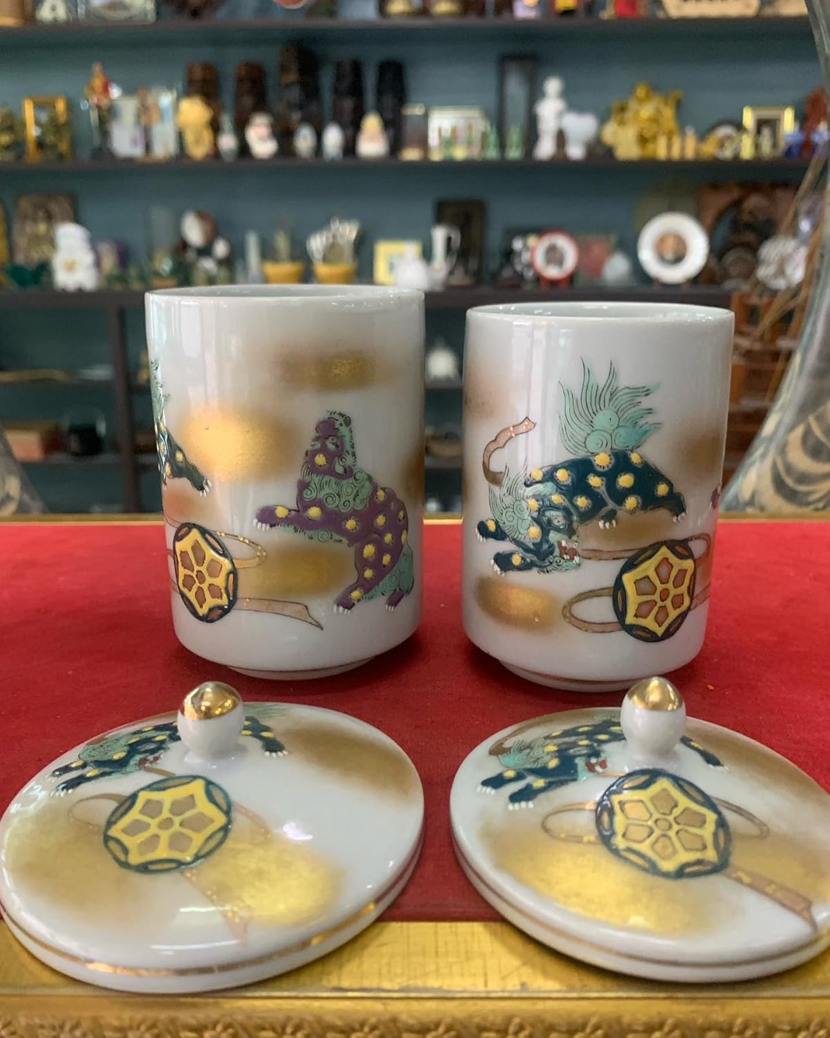 Set of 2 Hand-Painted Chinese Ceramic Cups