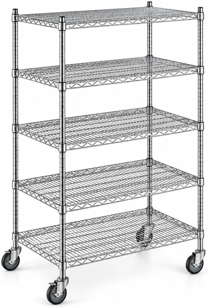 24" x 36" x 70" NSF Chrome Mobile Wire Shelving Kit