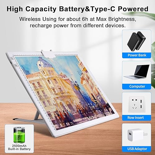 Miniatura 11 de elice - Almohadilla de luz recargable A4 con bolsa, soporte innovador y clip superior, tablero de trazado de luz brillante inalámbrico elice caja