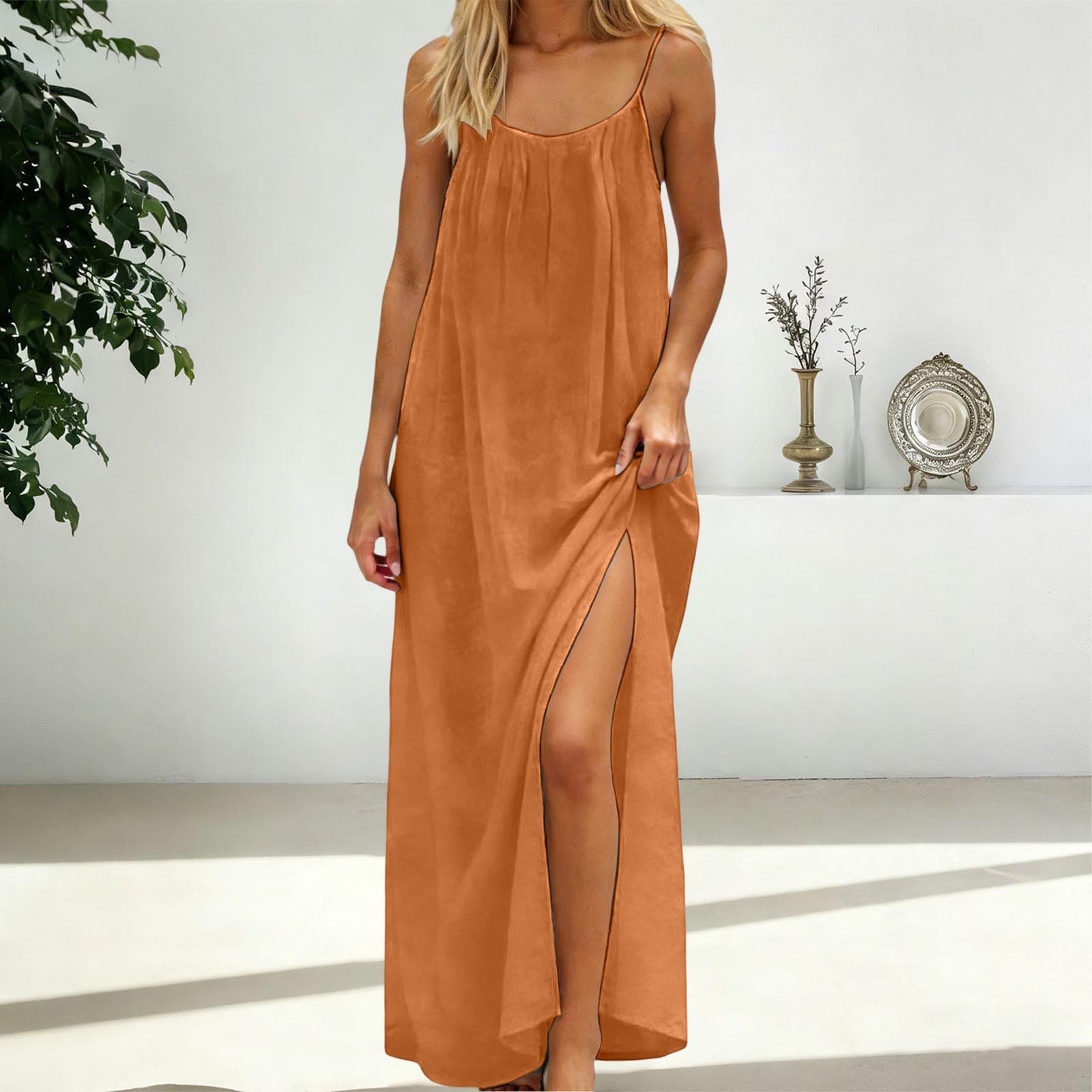 Vestidos de verano para mujer, de moda, para verano, vacaciones, espalda descubierta, casual, playa, verano, camisola, ajuste holgado, fluido, compromiso, cita, noche, salir, elegante, sexy, trabajo