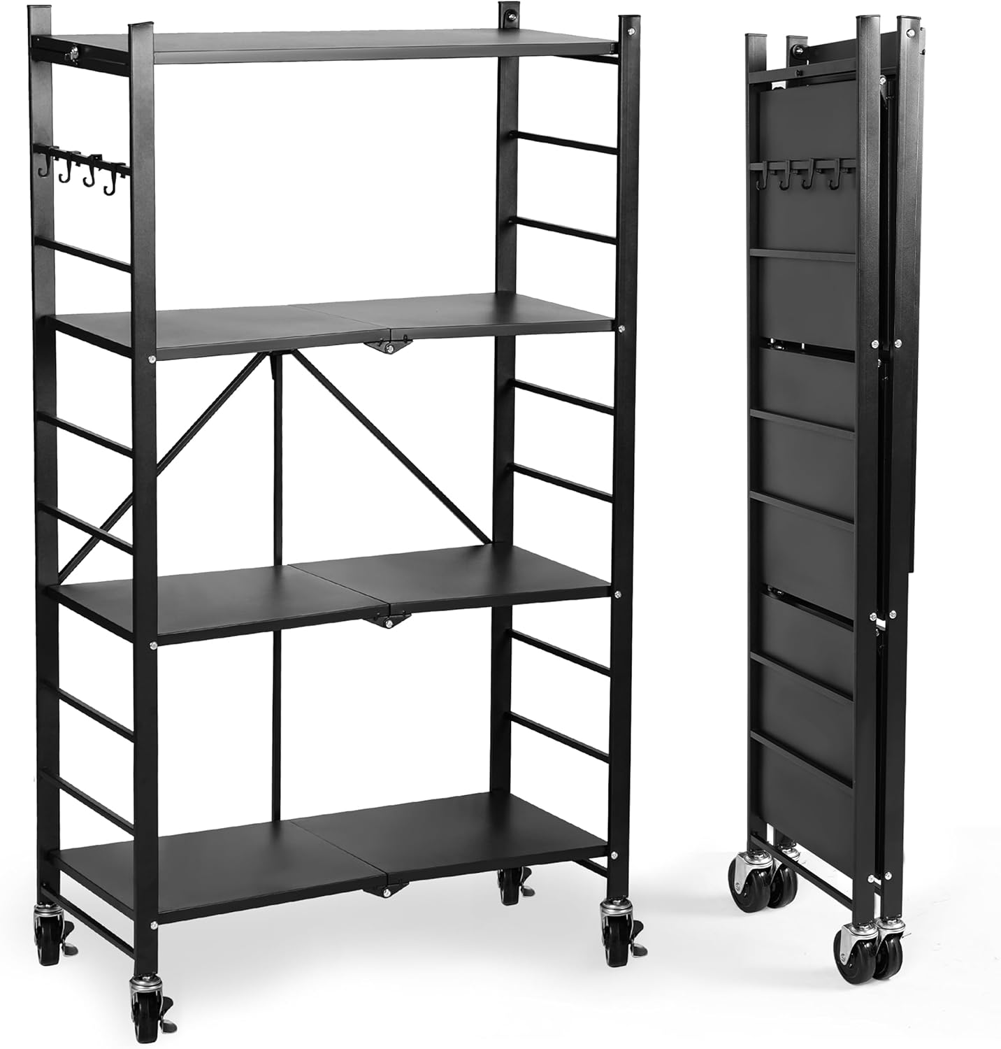 Amazon.com: Regaliance Foldable Shelf with Wheels | 4-Tier Versatile ...
