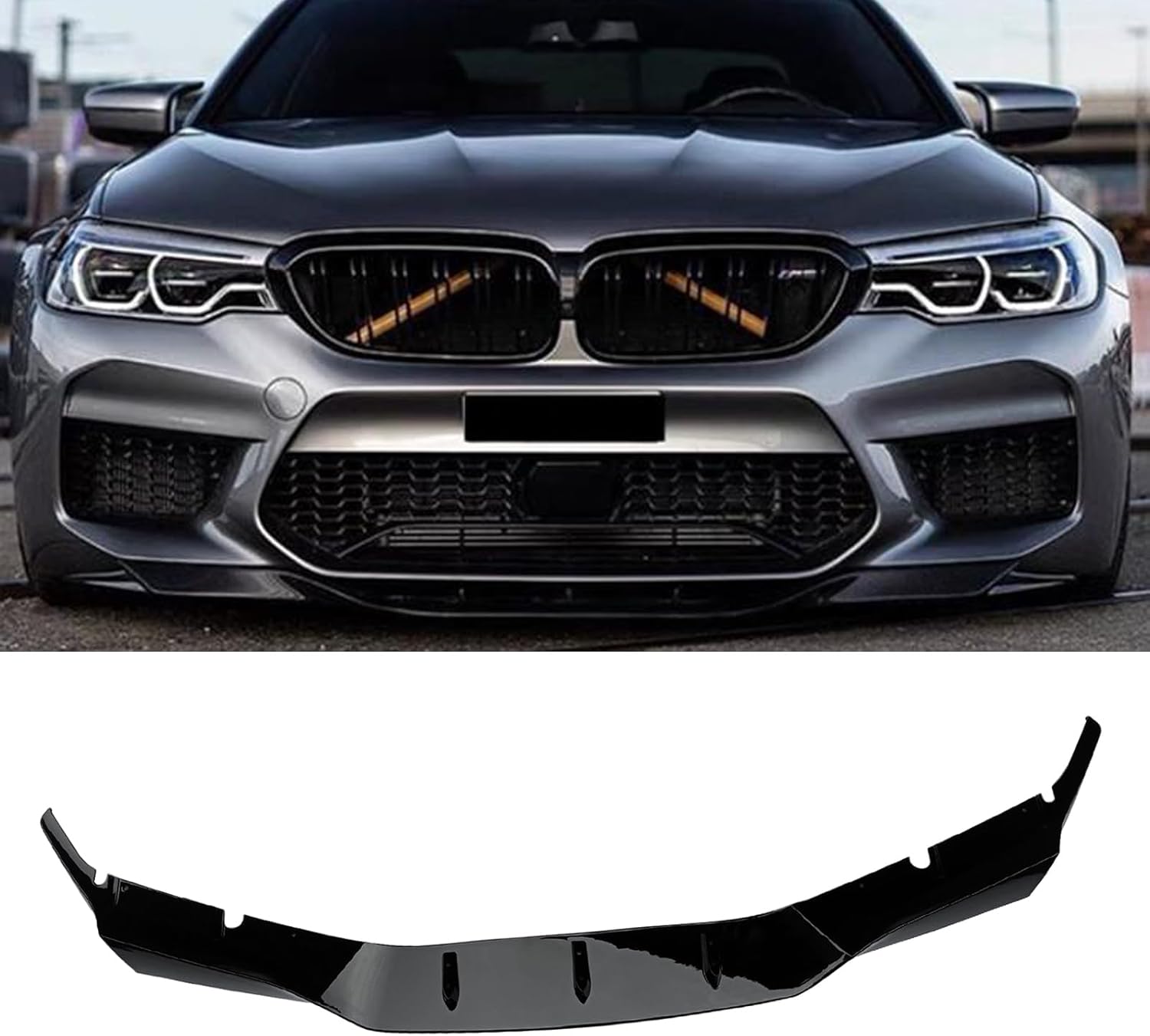 NINTE Front Lip for 2018 2019 2020 BMW M5 F90 Gloss Black ABS Painted 1 Piece Style Front Bumper Lip Spoiler Splitter