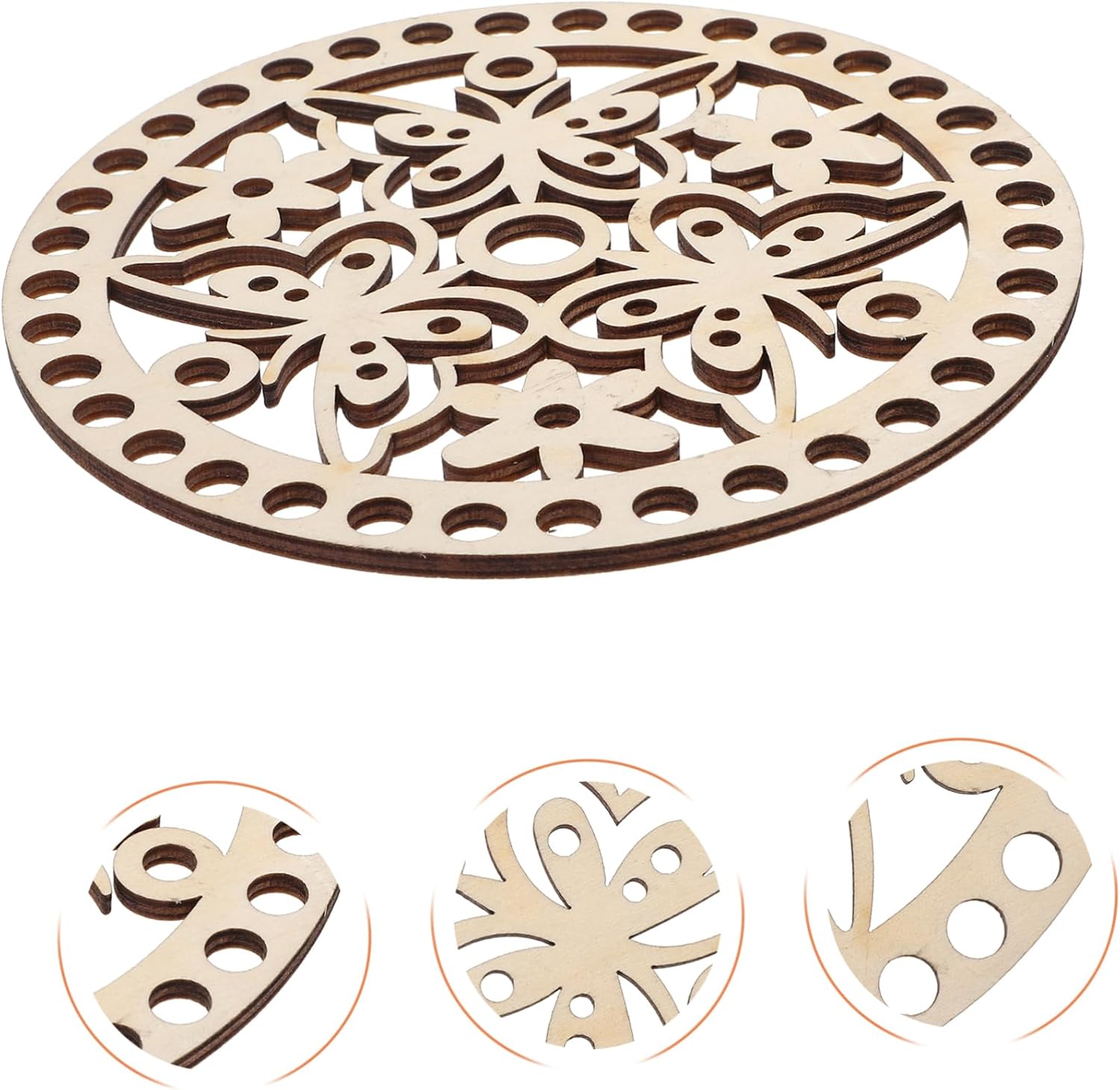 Uonlytech 2pcs Wooden Bag Bottom Base Crochet Basket Round Craft Base DIY Basket Weaving Supplies