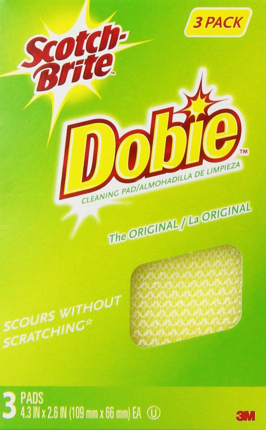 Scotch-Brite Dobie Cleaning Pads, Ideal for Dishwashing, Kitchen, Bathroom and More, Scours Without Scratching, 24 Pads