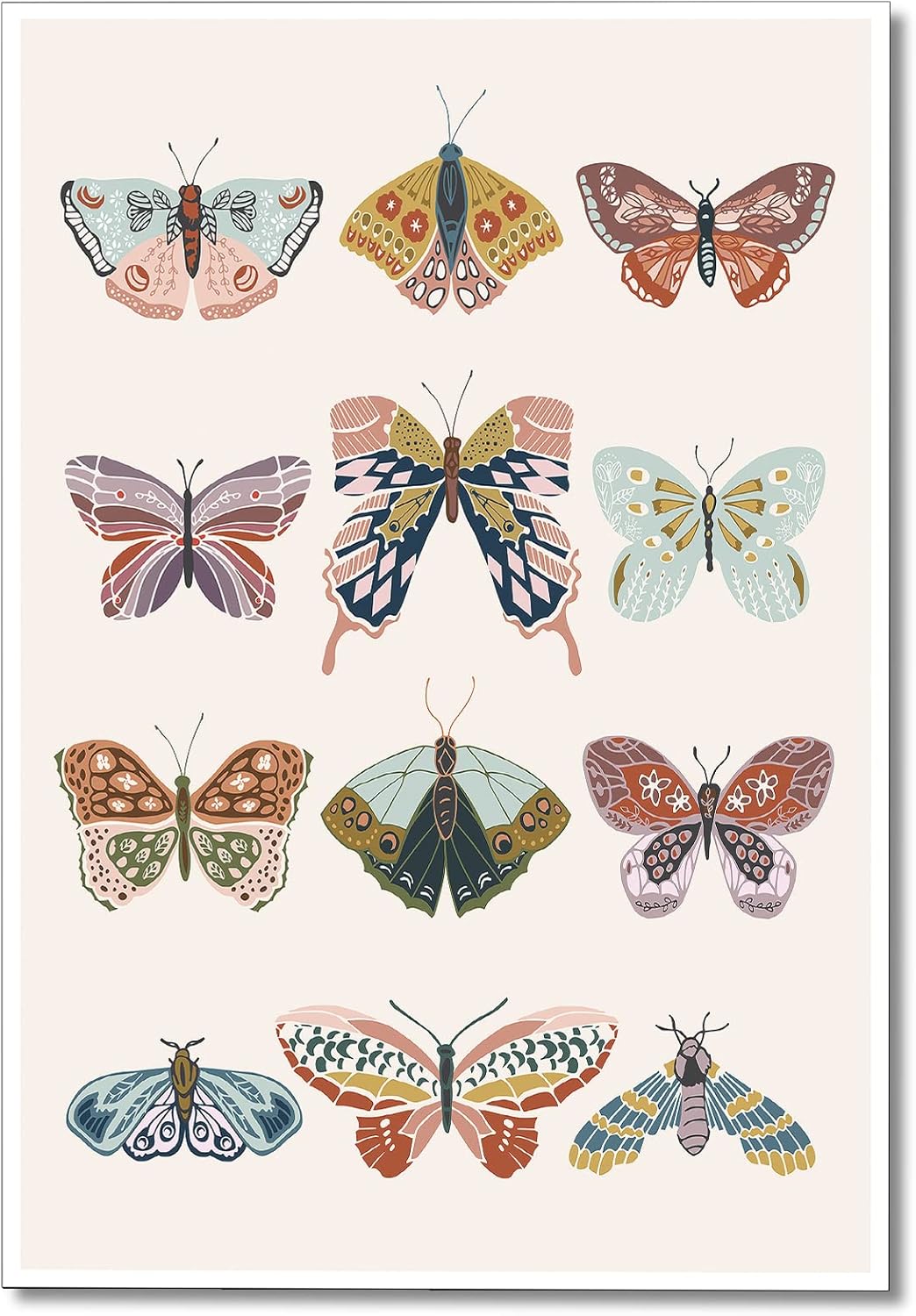 BTNXWL Vintage Colorful Butterfly Nursery Canvas Wall Art