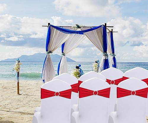 Vista 80 de Bandas negras para silla, 50 unidades, bandas elásticas de elastano con hebillas deslizantes, lazos elásticos universales para sillas para boda