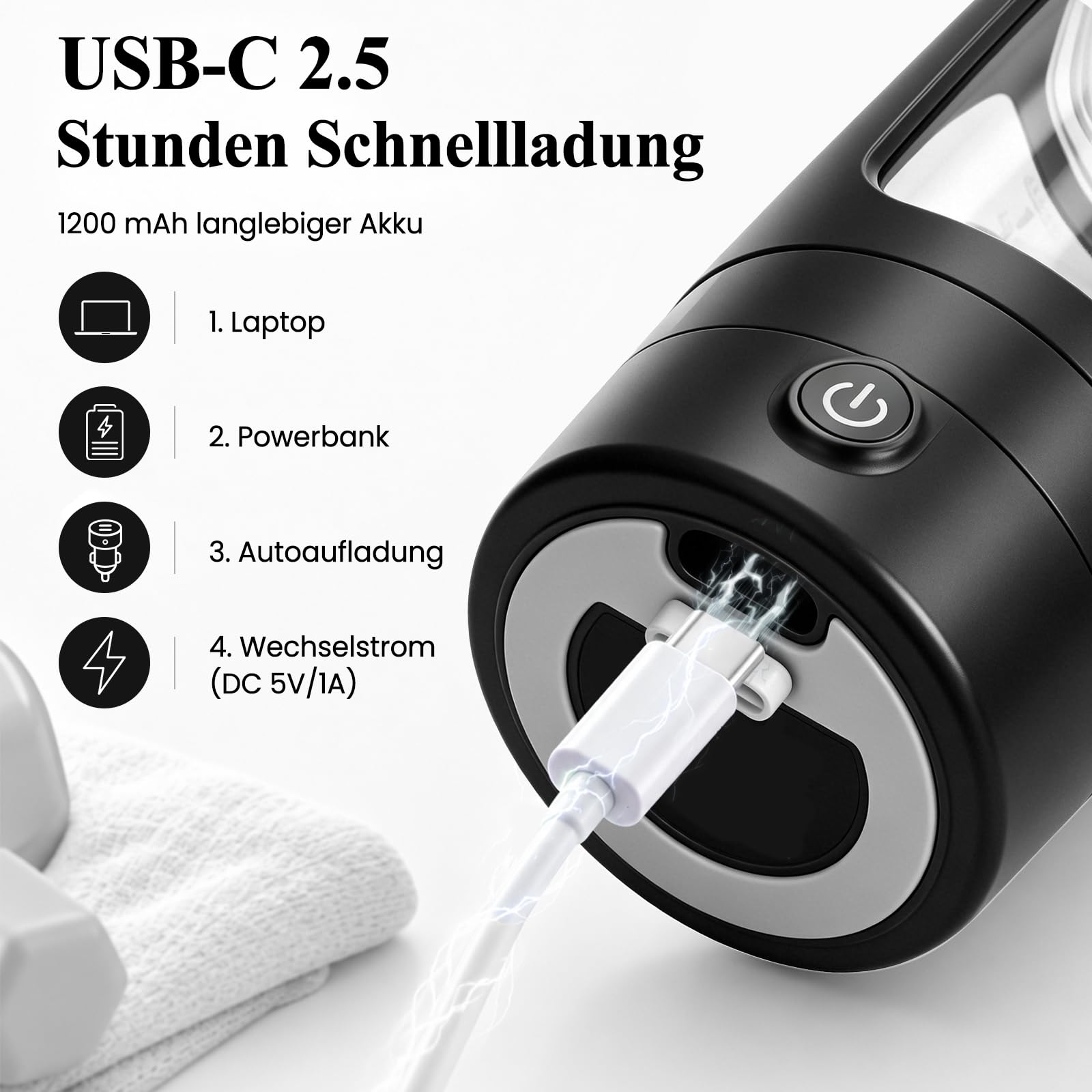 Shaker elettrico da 630 ml, shaker per proteine con scomparto per la polvere, shaker elettrico per proteine con base motore rimovibile, ricaricabile tramite USB-C, a prova di perdite e senza BPA, per