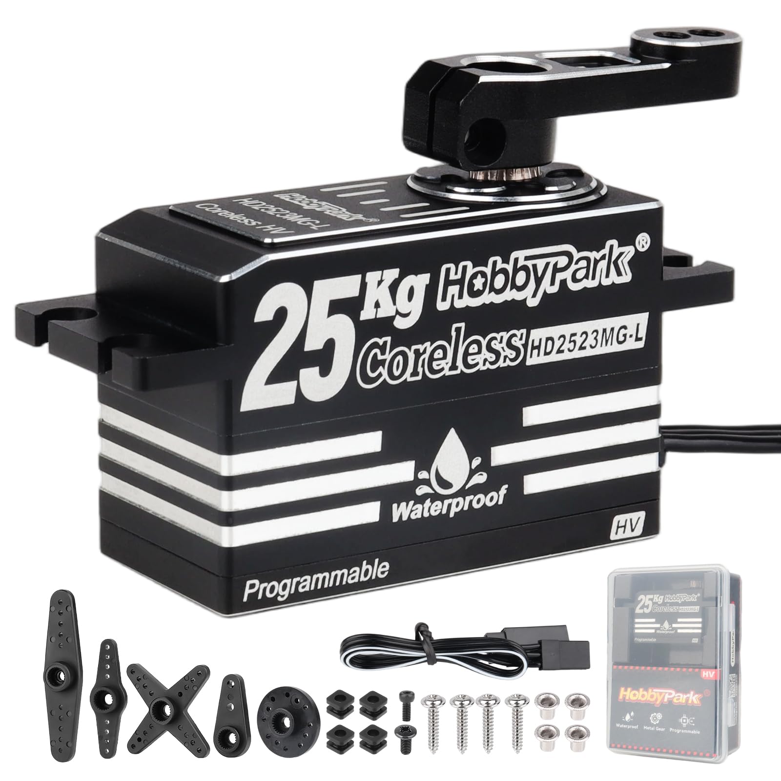 Photo 1 of HobbyPark Low Profile Servo 0.05sec Fast High Speed Steering Servo Coreless 25kg fit 1/8 1/10 RC Touring Cars Race Drift for Tamiya XRAY Yokomo Team Associated Xpress Serpent Kyosho MST Mugen Infinity