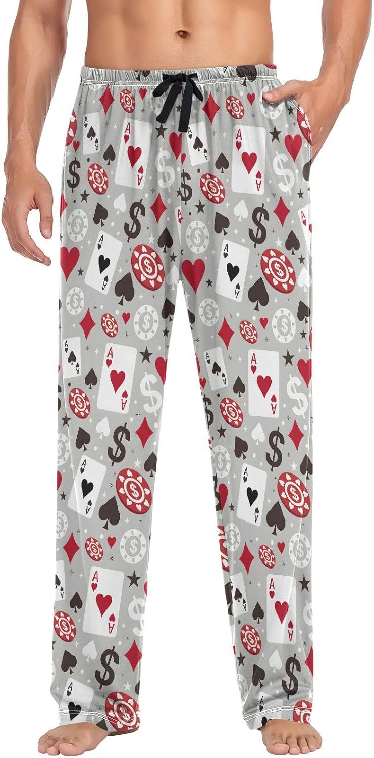 ALAZA Black Fishhook Black Men's Straight-Fit Pajama Pants Sleep Pants Bottoms