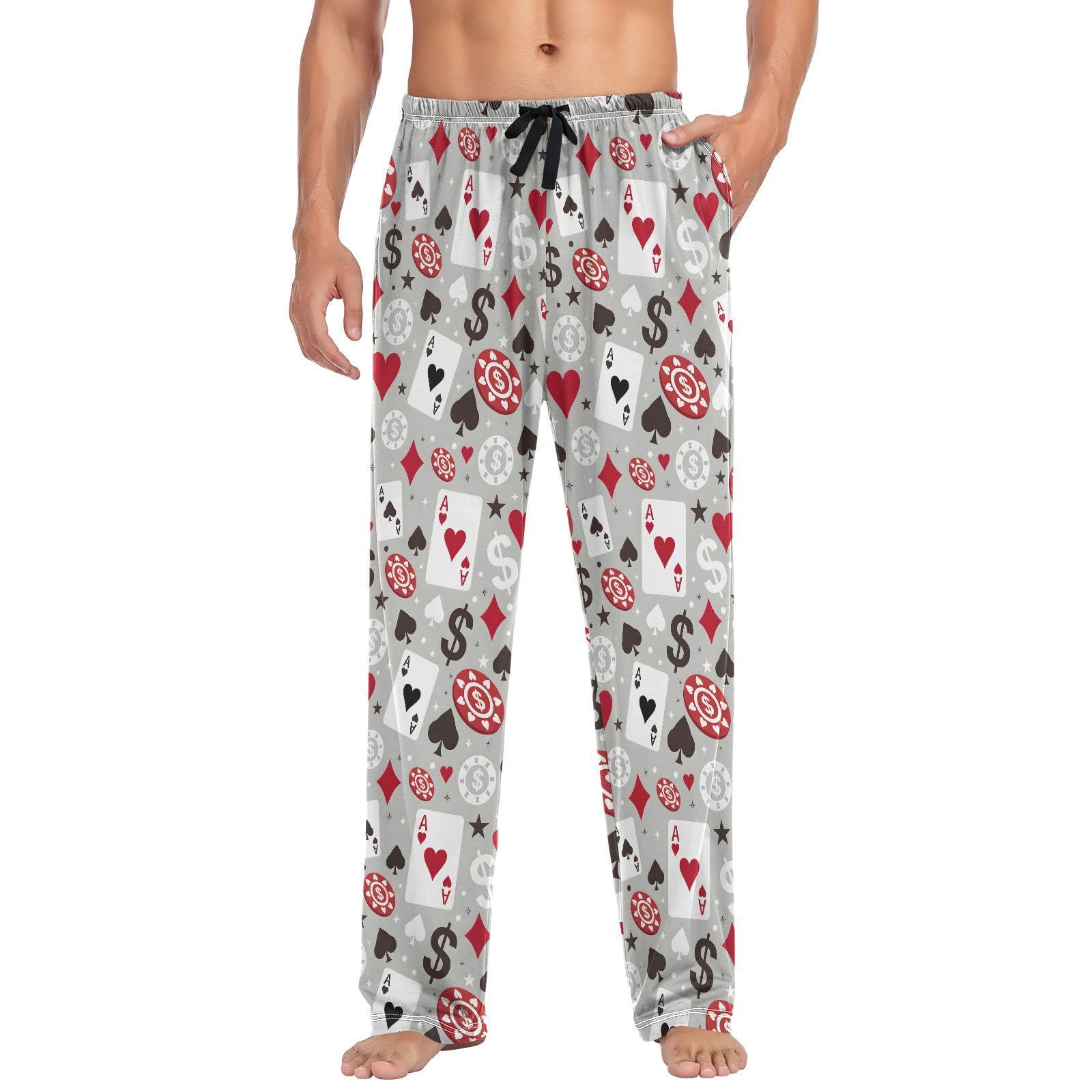 alaza Abstract Blue Red Fiery Dragon Men's Straight-Fit Pajama Pants Sleep Lounge Pants Bottoms with Pockets-picture-19